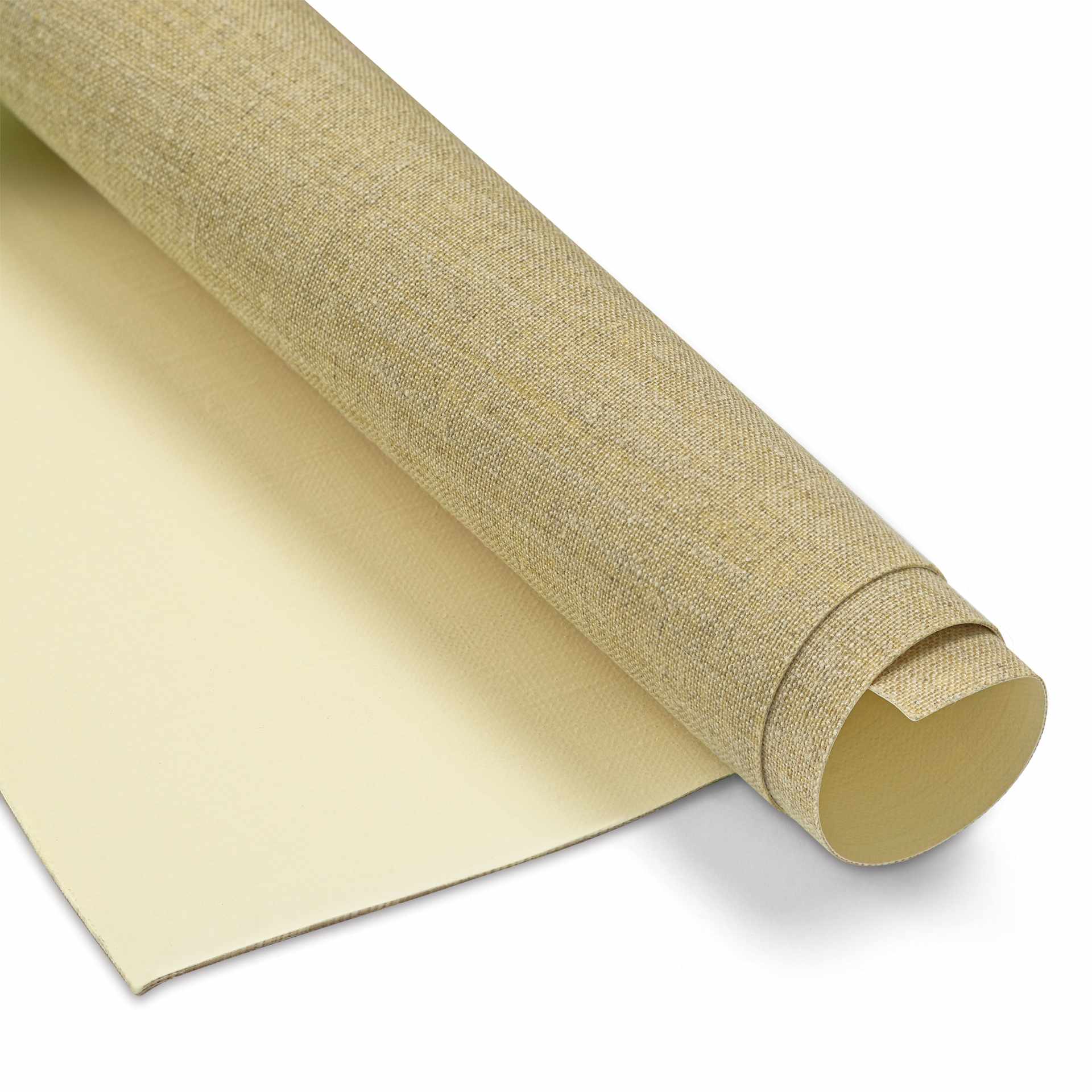 Artfix Linen Canvas Roll - 85" x 11 yd, Quadruple Primed, Fine, close-up of roll