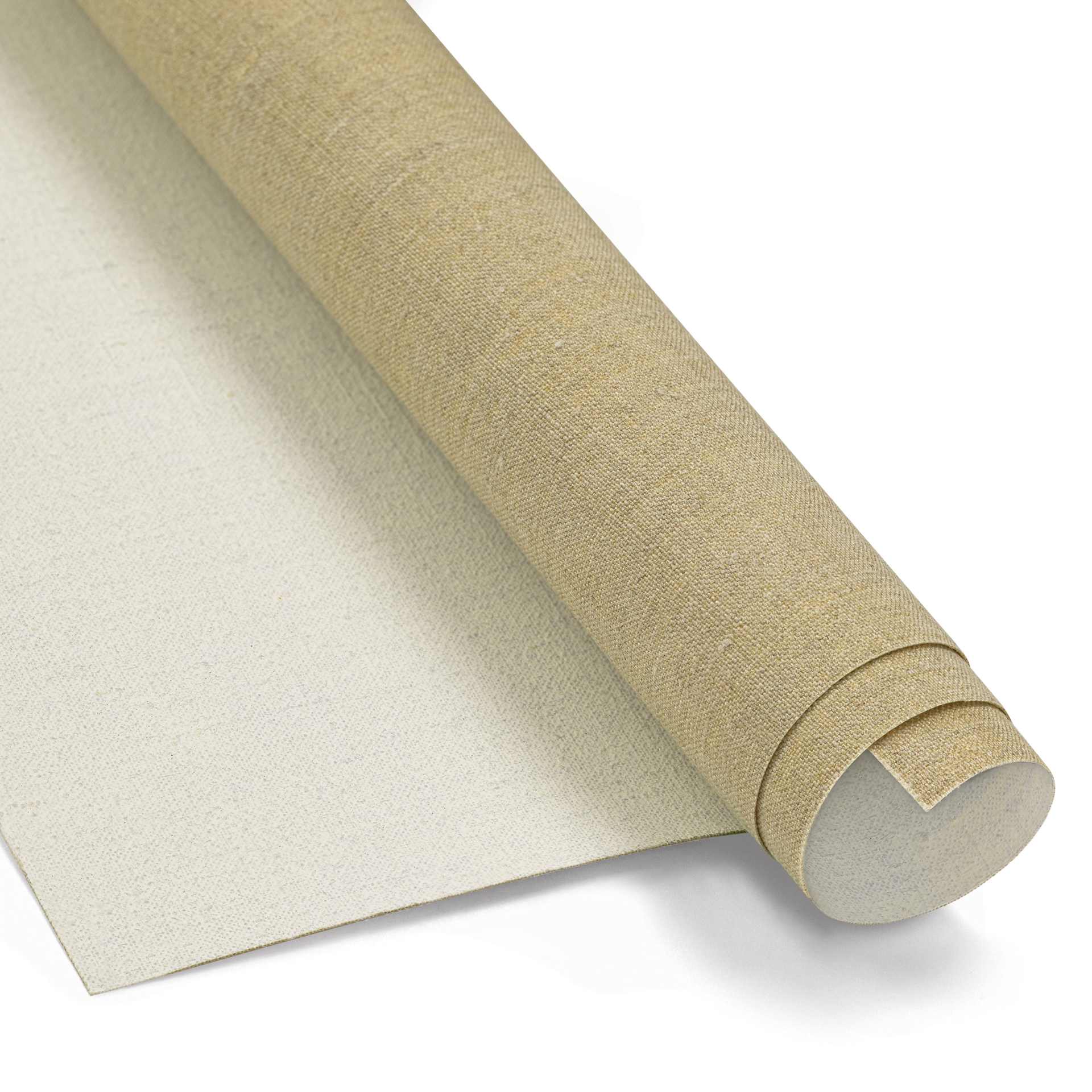 Claessens Linen Canvas Roll - 82" x 5-1/2 yds, Oil Primed, No. 13, Smooth Texture, close-up of roll