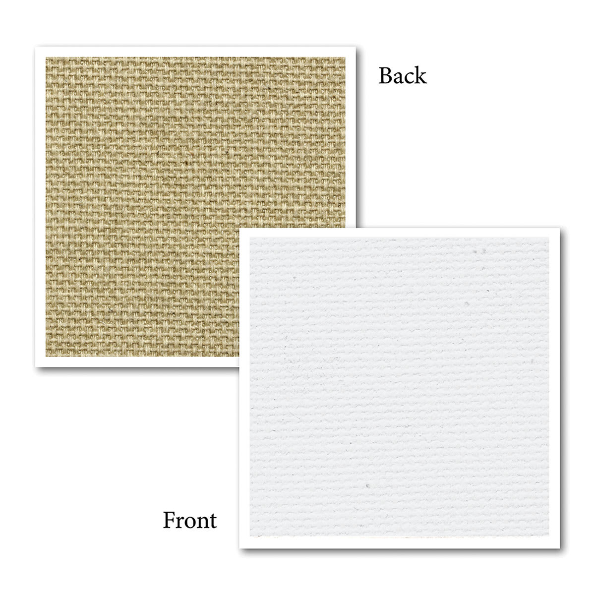 Caravaggio 502 Cotton Canvas Roll - 83" x 5 yd, Double Primed, Medium Texture showing front and back
