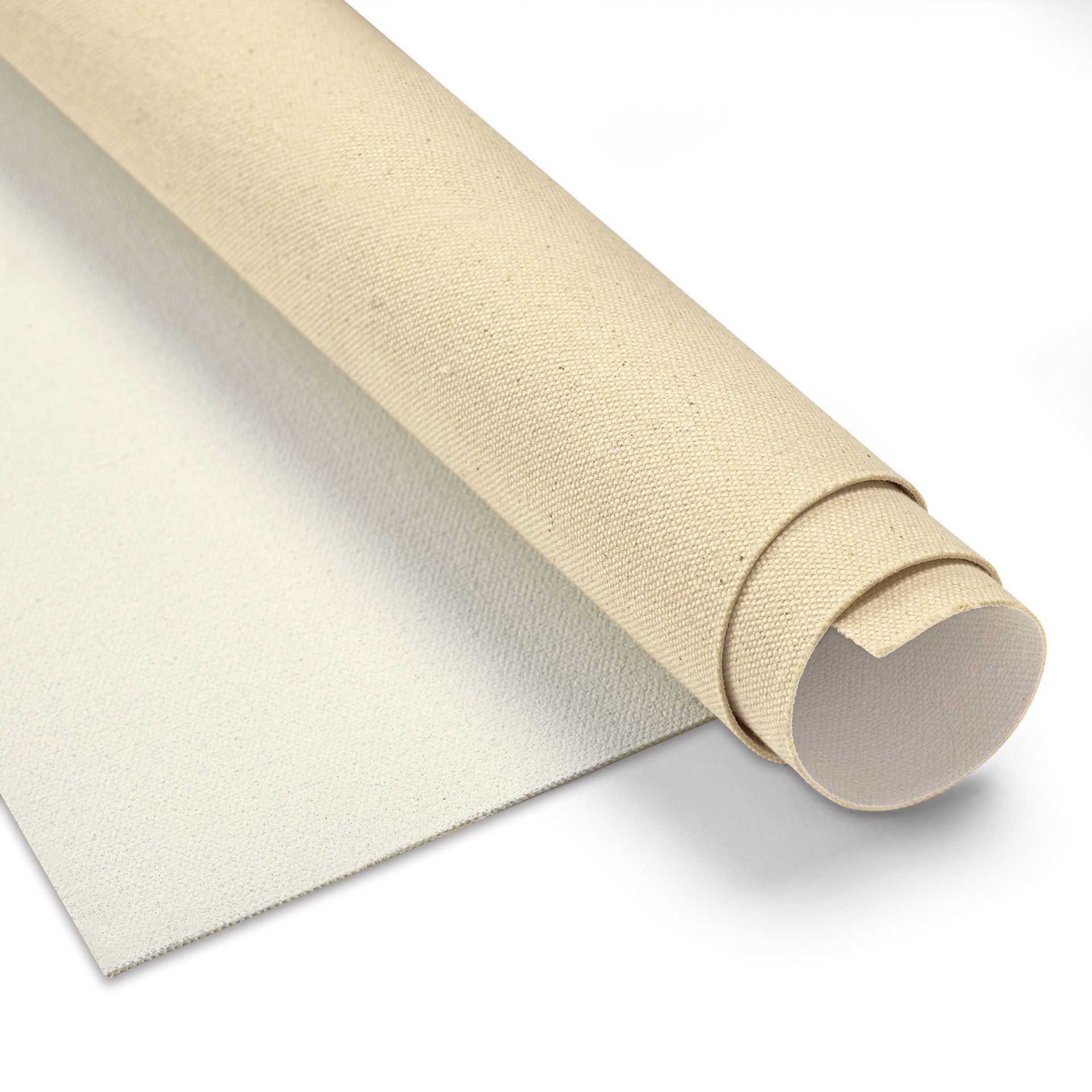 Blick Acrylic Primed Cotton Canvas - Premier Heavyweight, 72" x 3 yd, Acrylic Primed, by the Roll, close-up of roll