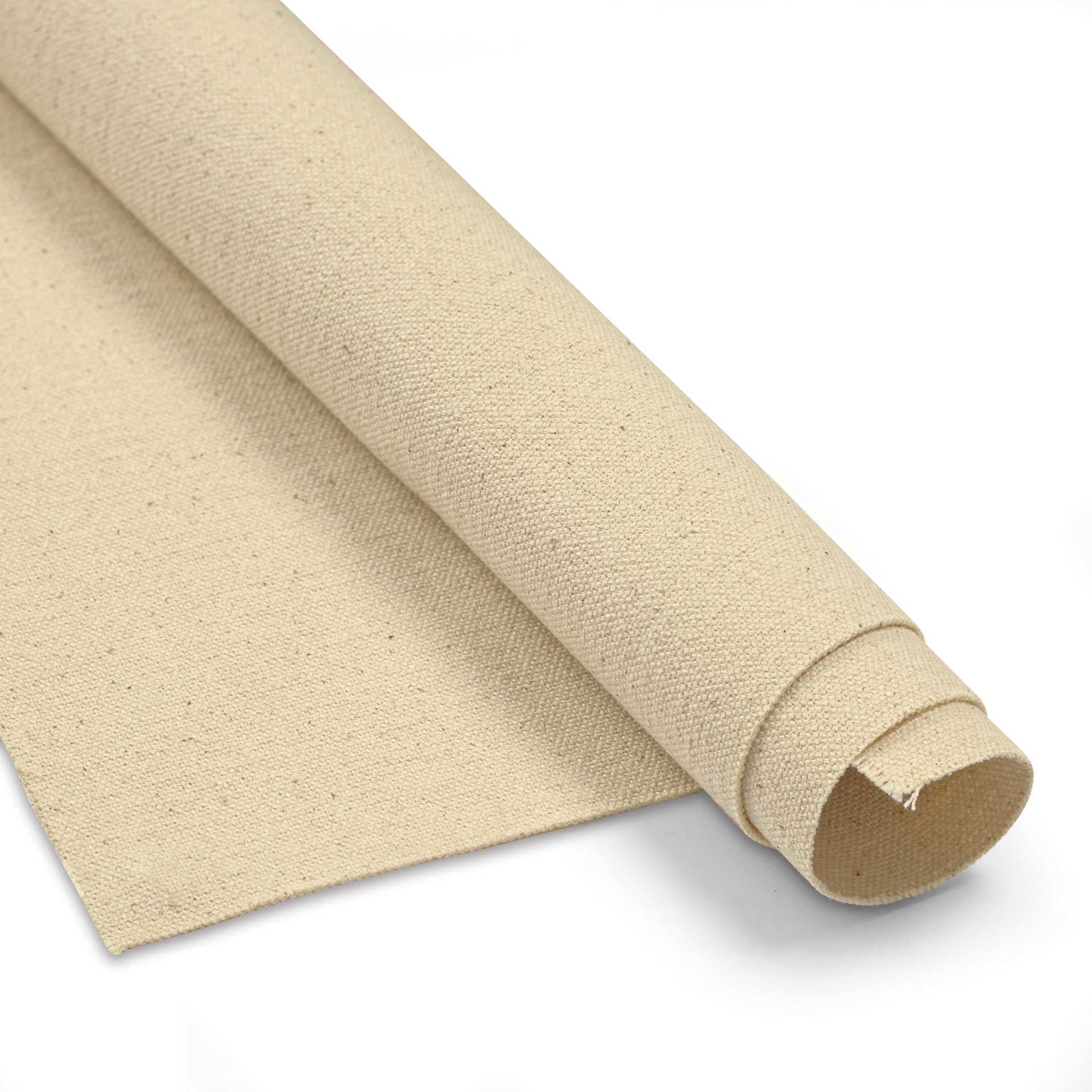 Blick Unprimed Cotton Canvas - Medium Weight, Medium-Smooth Texture, 72" x 25 yds, close-up of roll