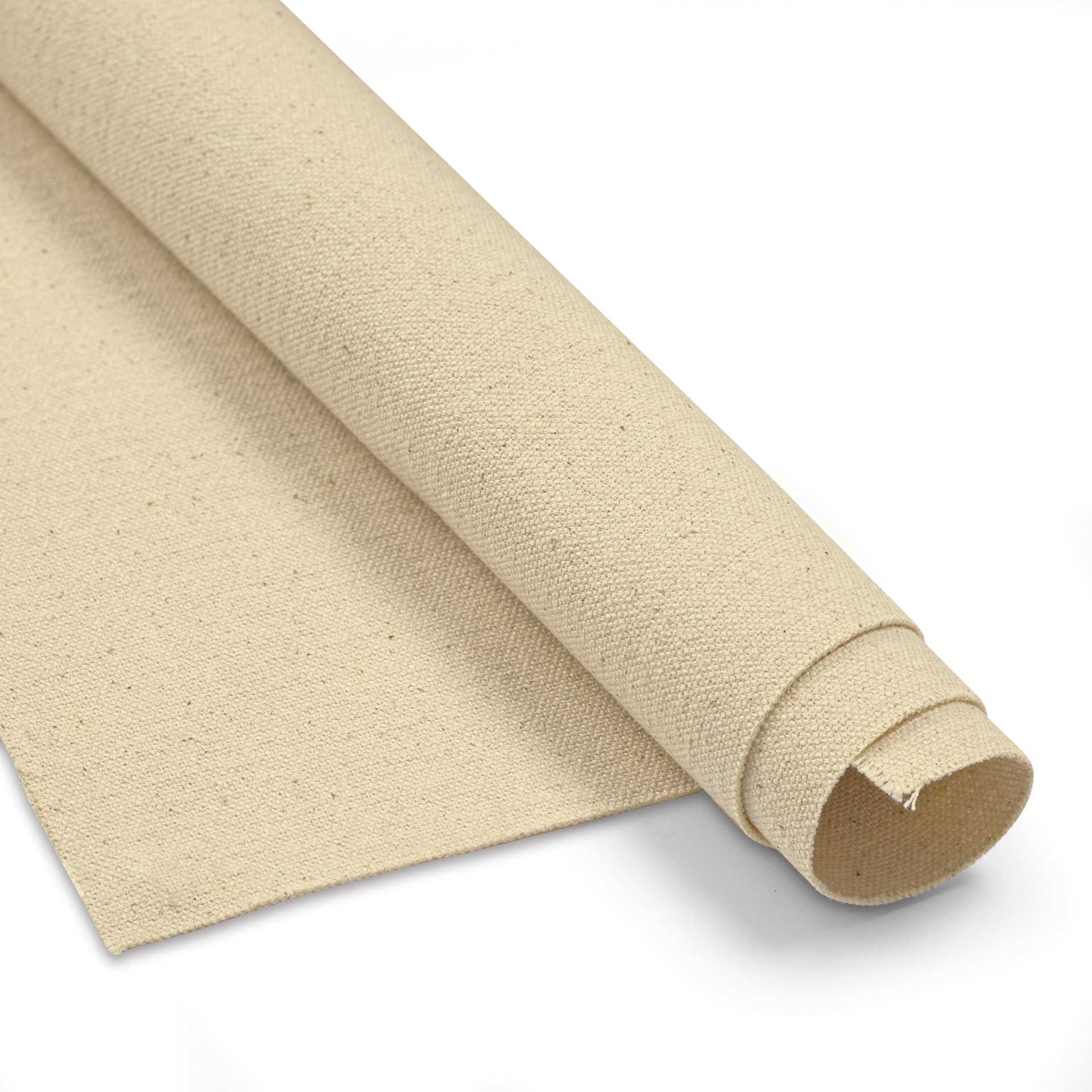 Blick Unprimed Cotton Canvas - Medium Weight, Medium-Smooth Texture, 144" x 50 yds, close-up of roll
