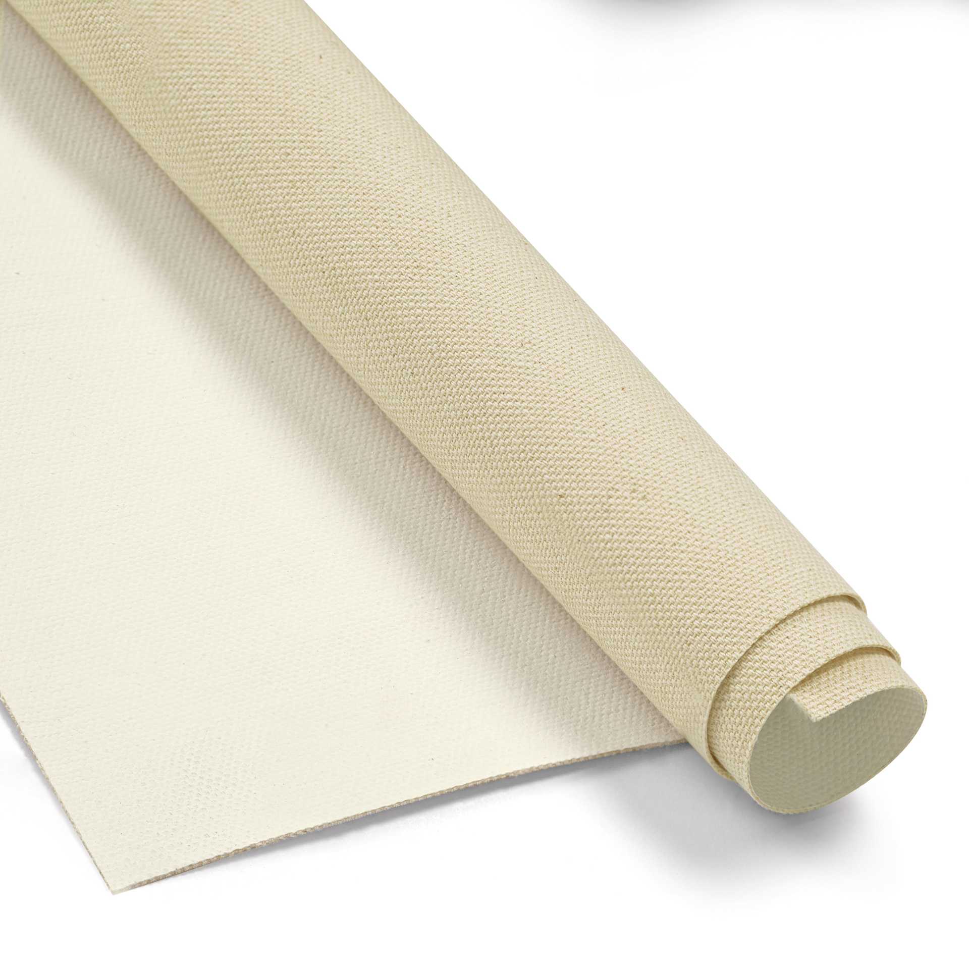 Utrecht Artists' Series Cotton Canvas Roll - 60" x 6 yards, acrylic primed, 10 oz, close-up of roll Utrecht Artists' Series Cotton Canvas Roll - 60" x 6 yards, acrylic primed, 10 oz, close-up of roll