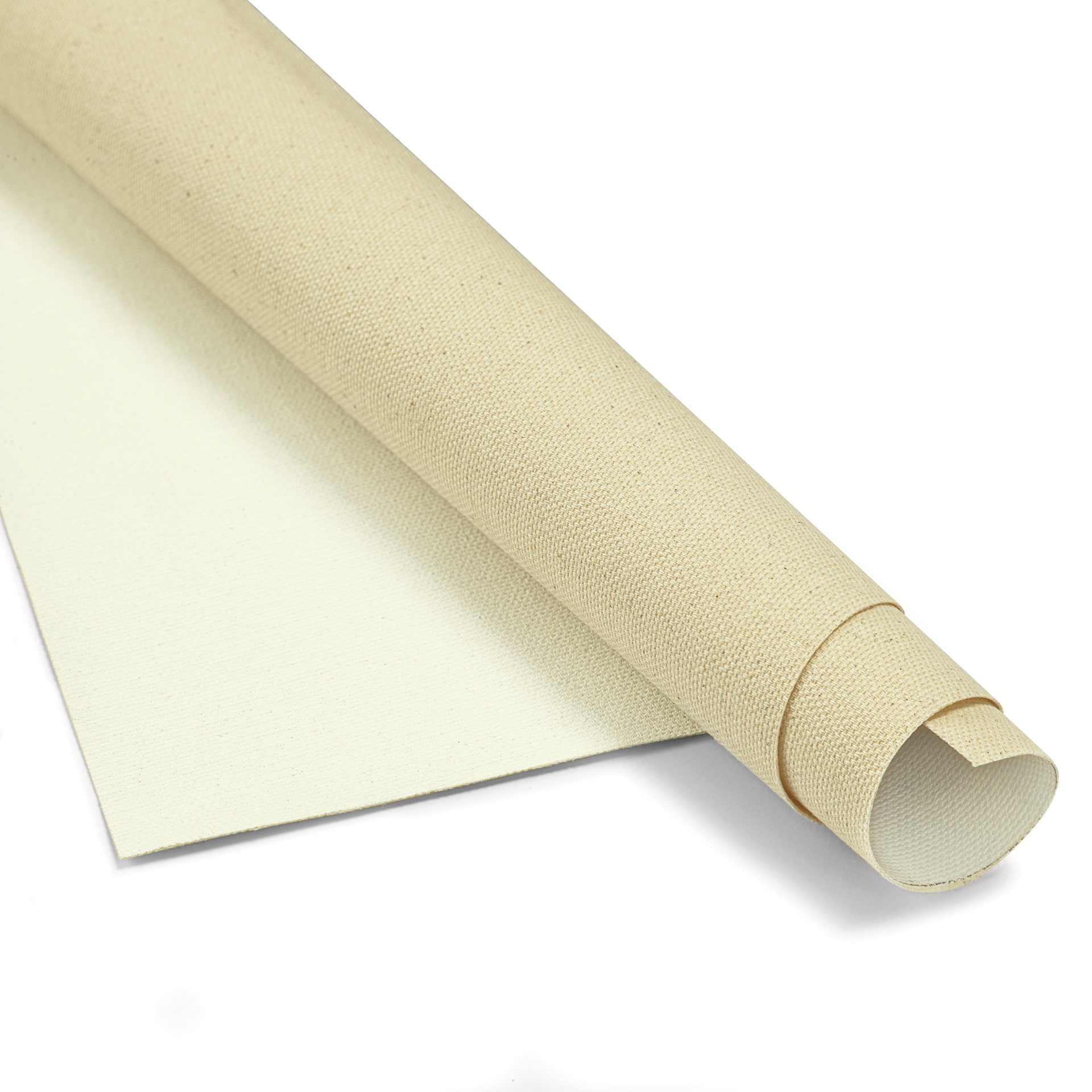 Blick Acrylic Primed Cotton Canvas - Lightweight, 54" x 6 yd, Acrylic Primed, by the Roll, close-up of roll Blick Acrylic Primed Cotton Canvas - Lightweight, 54" x 6 yd, Acrylic Primed, by the Roll, close-up of roll