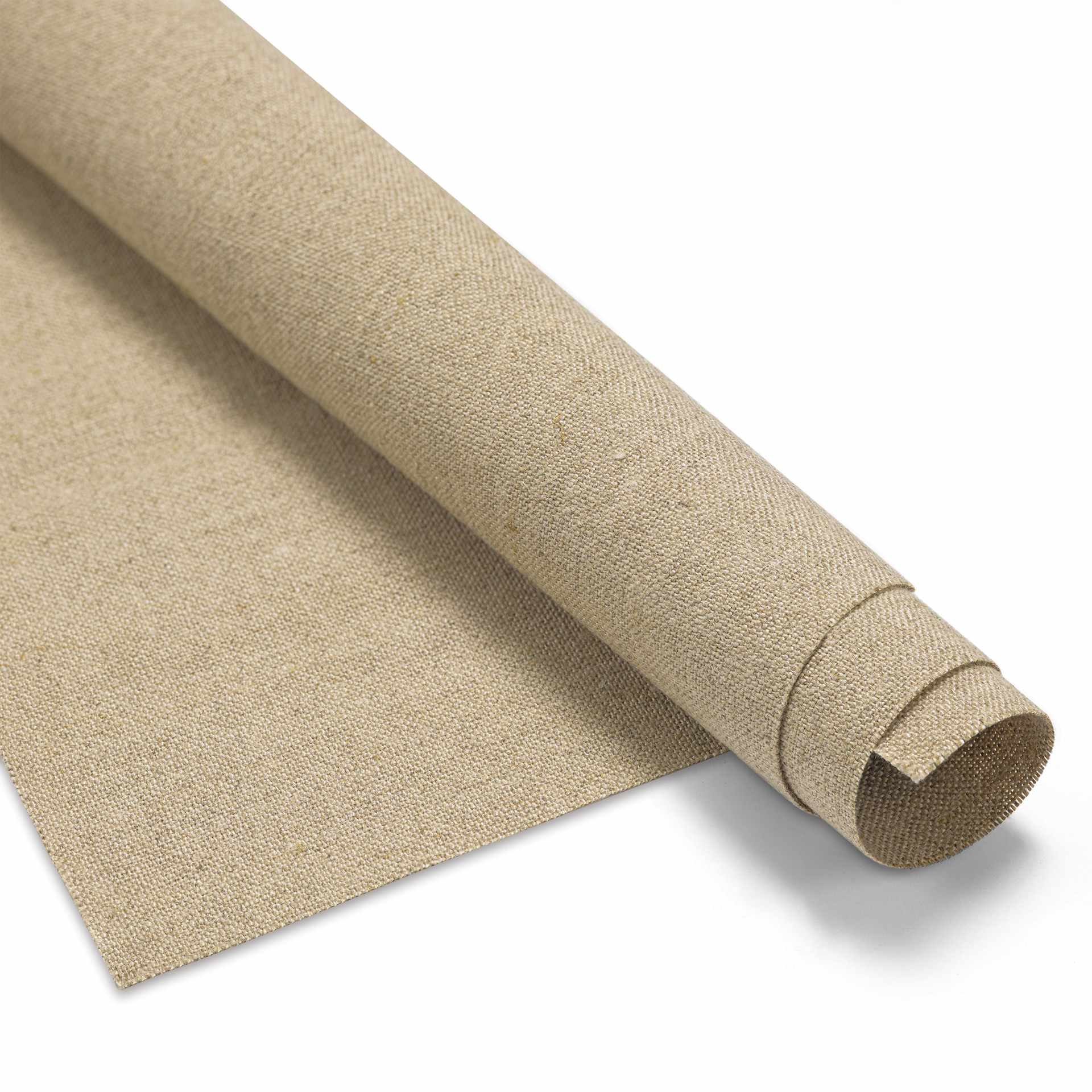 Blick Unprimed Belgian Linen Canvas - Type 135, 54" x 25 yds, Roll, close-up of roll