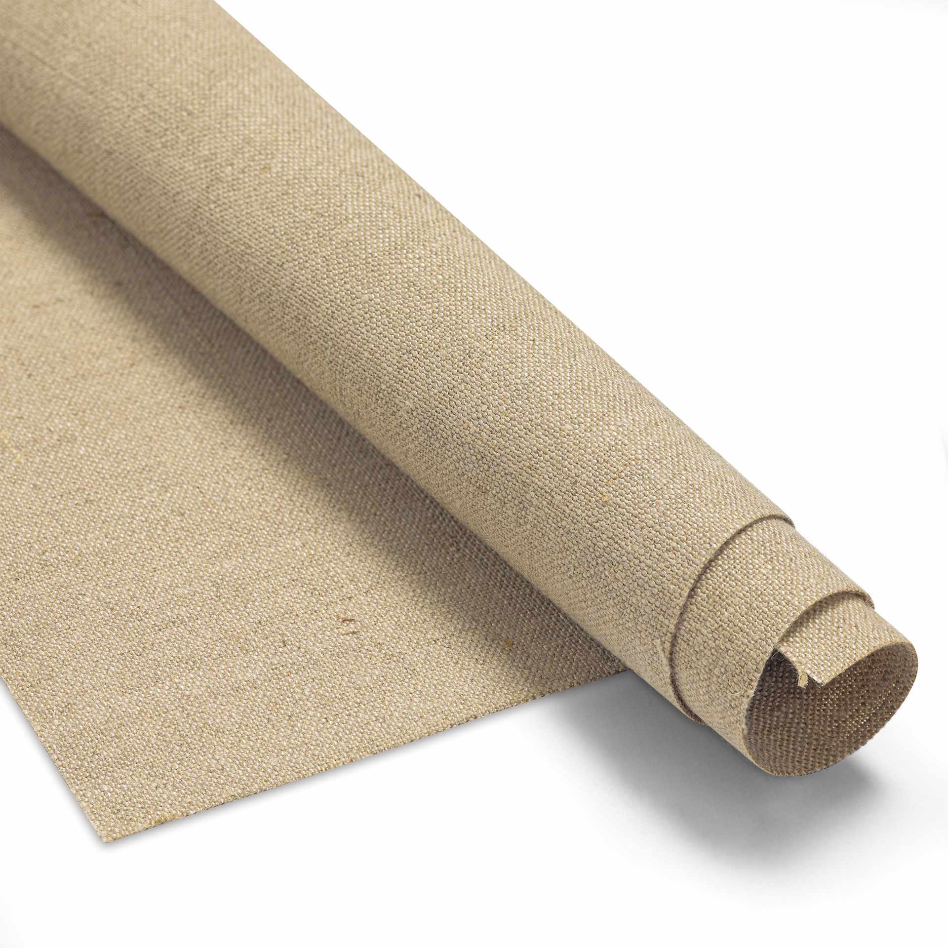 Blick Unprimed Belgian Linen Canvas - Type 144, 84" x 25 yds, Rolled, close-up of roll