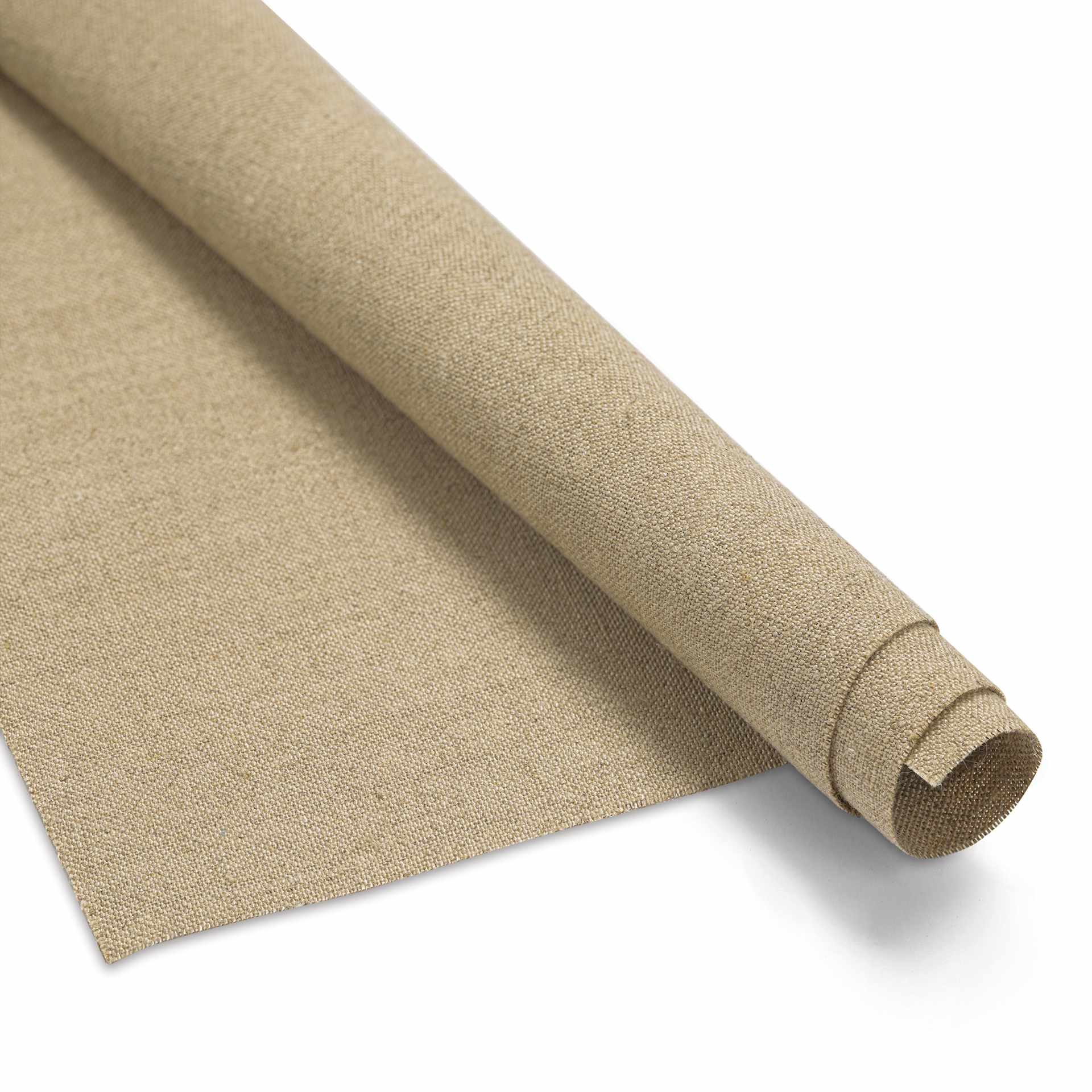 Blick Unprimed Belgian Linen Canvas - Type 185, 125" x 10 yds, Roll, close-up of roll