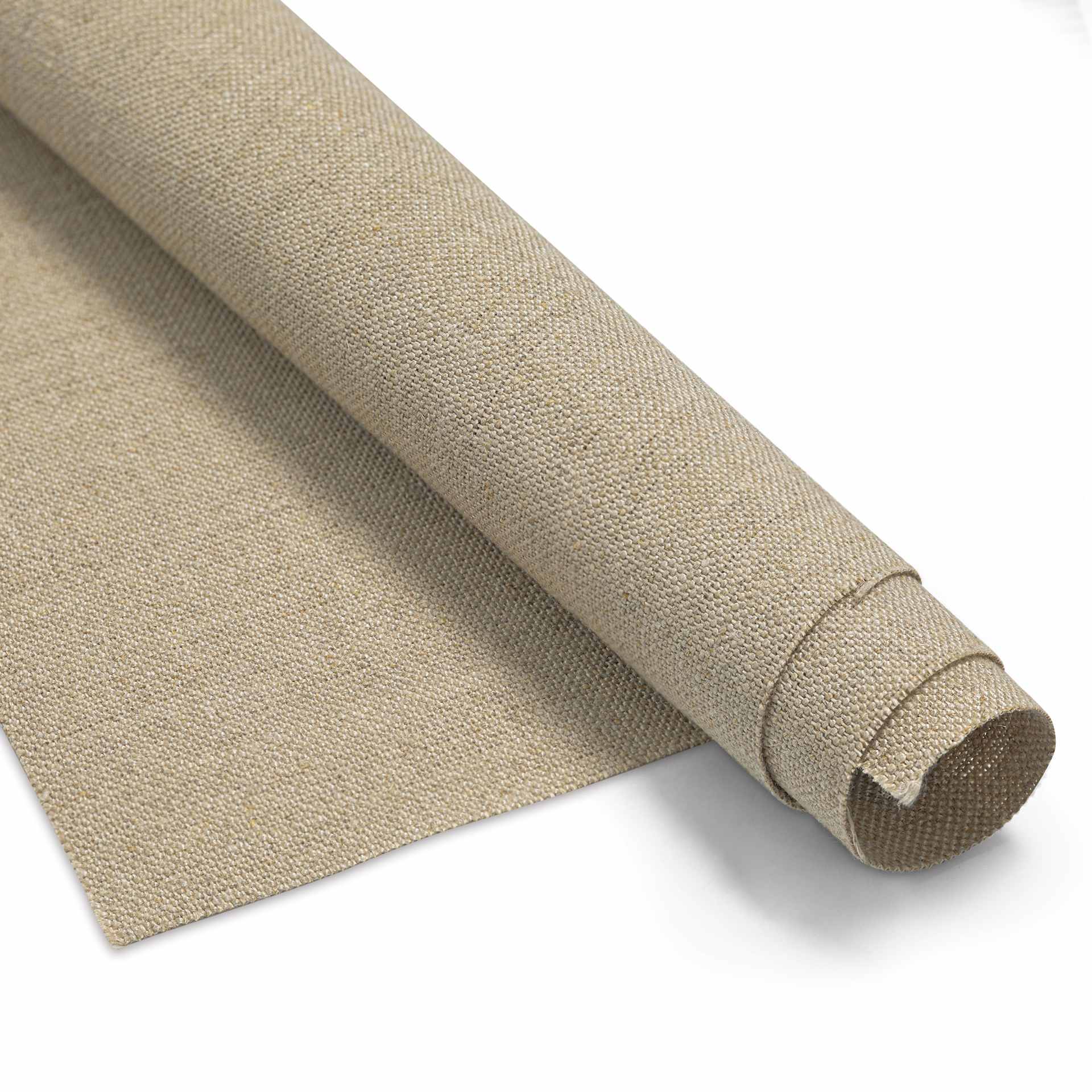 Blick Unprimed Belgian Linen Canvas - Type 215, Medium Rough, 84" x 25 yds, Roll, close-up of roll