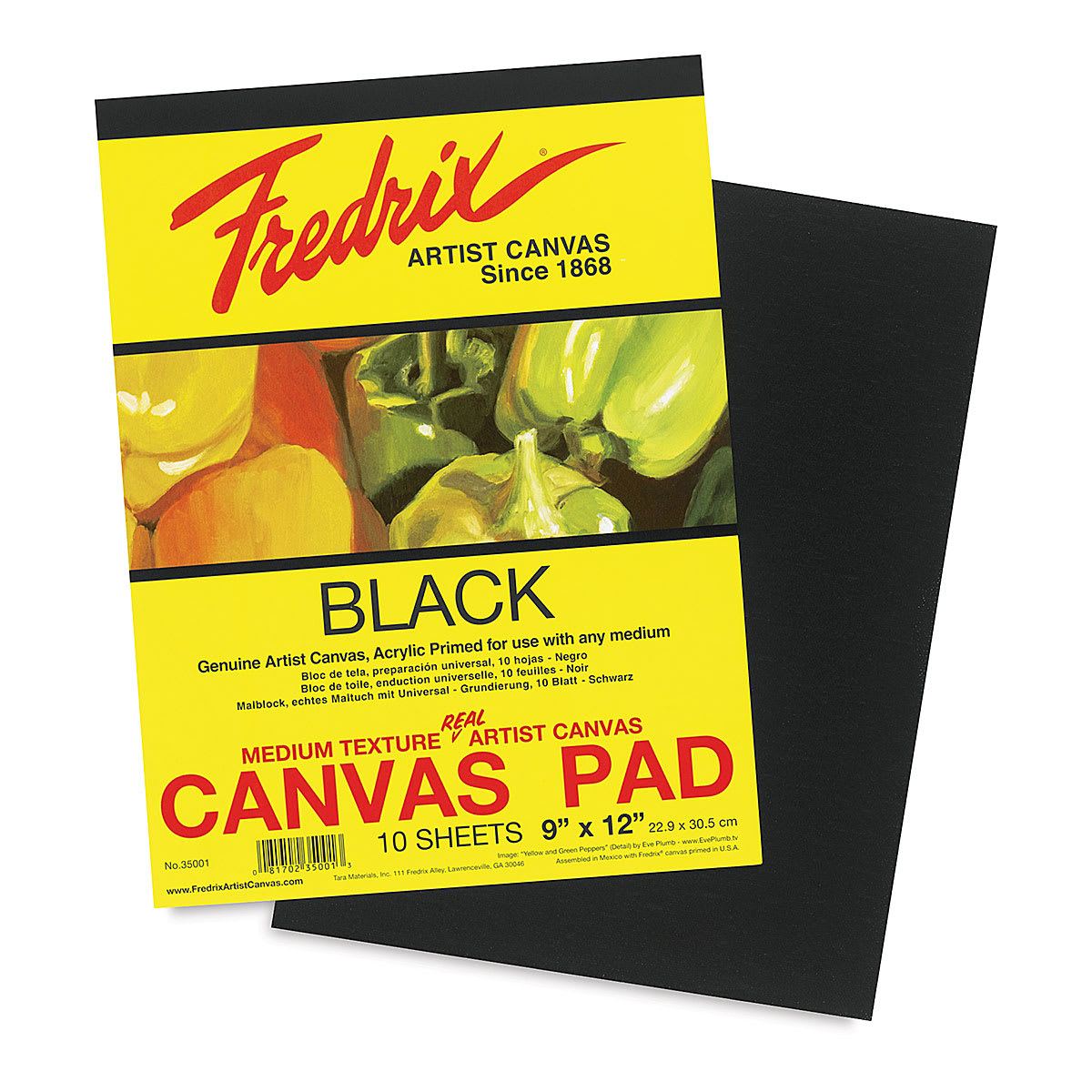 Fredrix Black Canvas Pads - Top of Canvas pad with one sheet loose
Fredrix Black Canvas Pads - Top of Canvas pad with one sheet loose