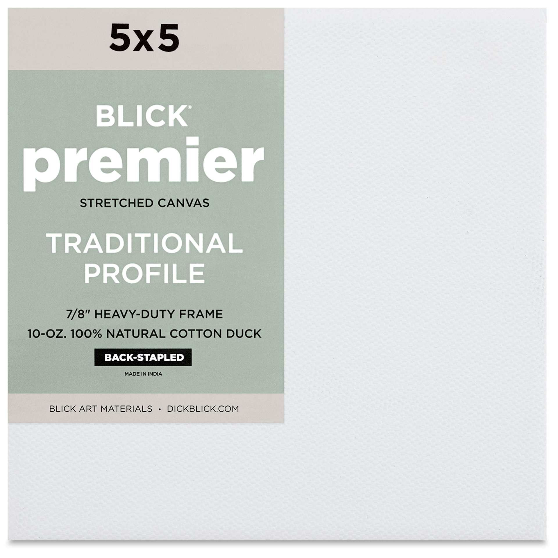 Blick Premier Stretched Cotton Canvas - Traditional Profile, Back-Stapled, 5" x 5", front