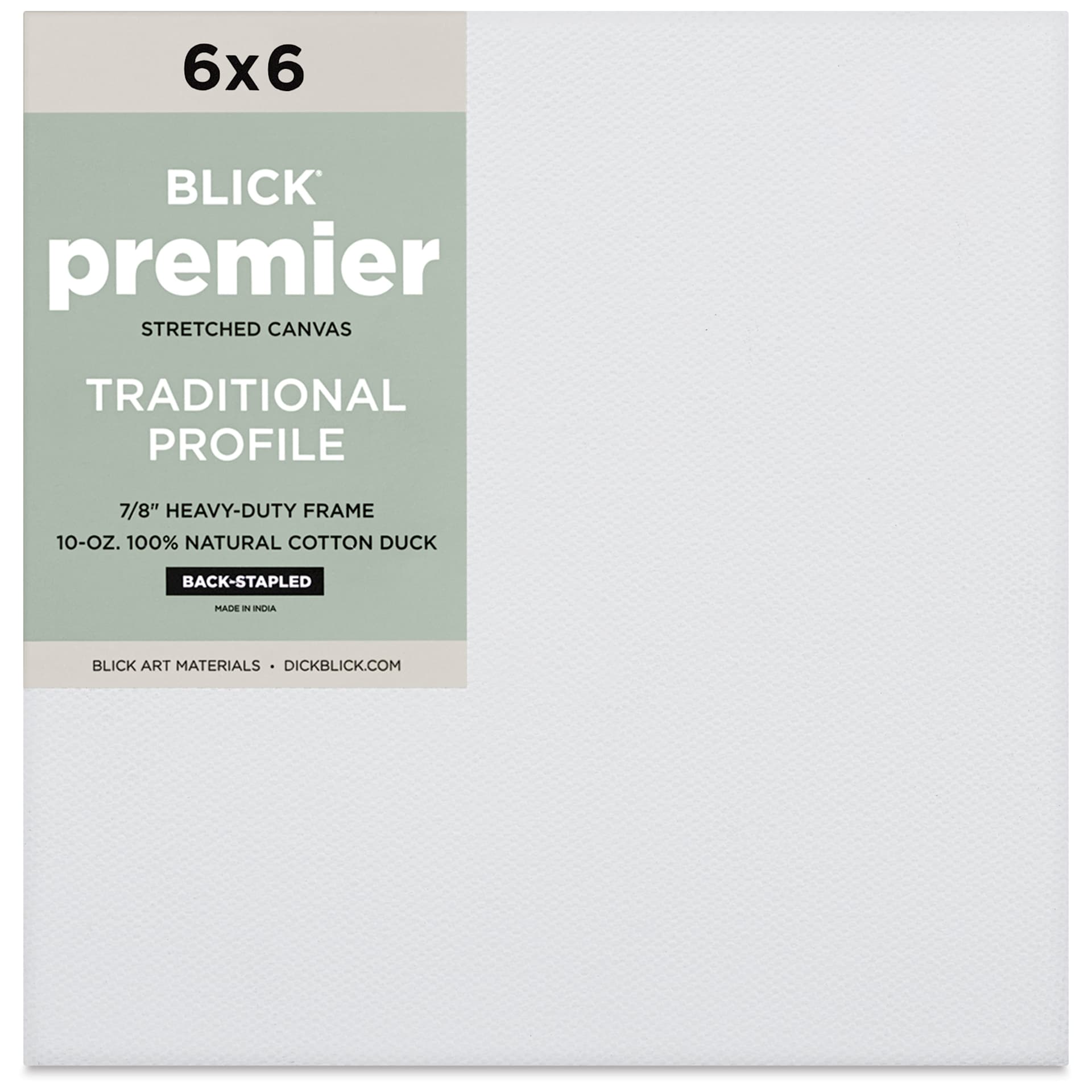 Blick Premier Stretched Cotton Canvas - Traditional Profile, Back-Stapled, 6" x 6", front