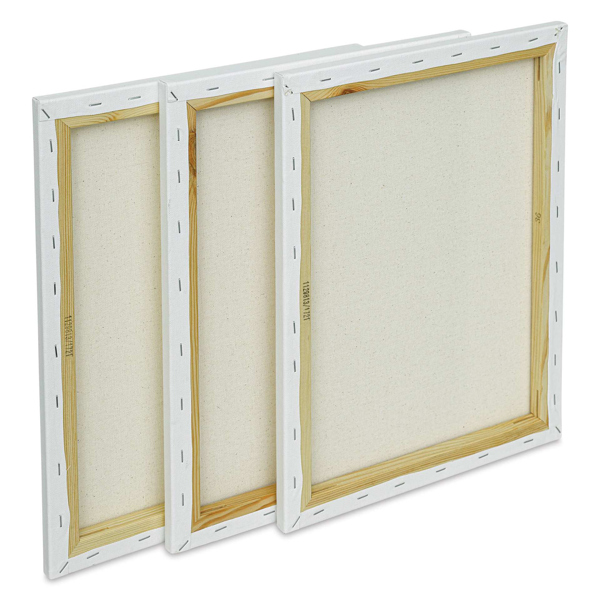 Liquitex Basics Stretched Cotton Canvas Pack - 12" x 16", Pkg of 3 (Out of packaging, back of canvas)