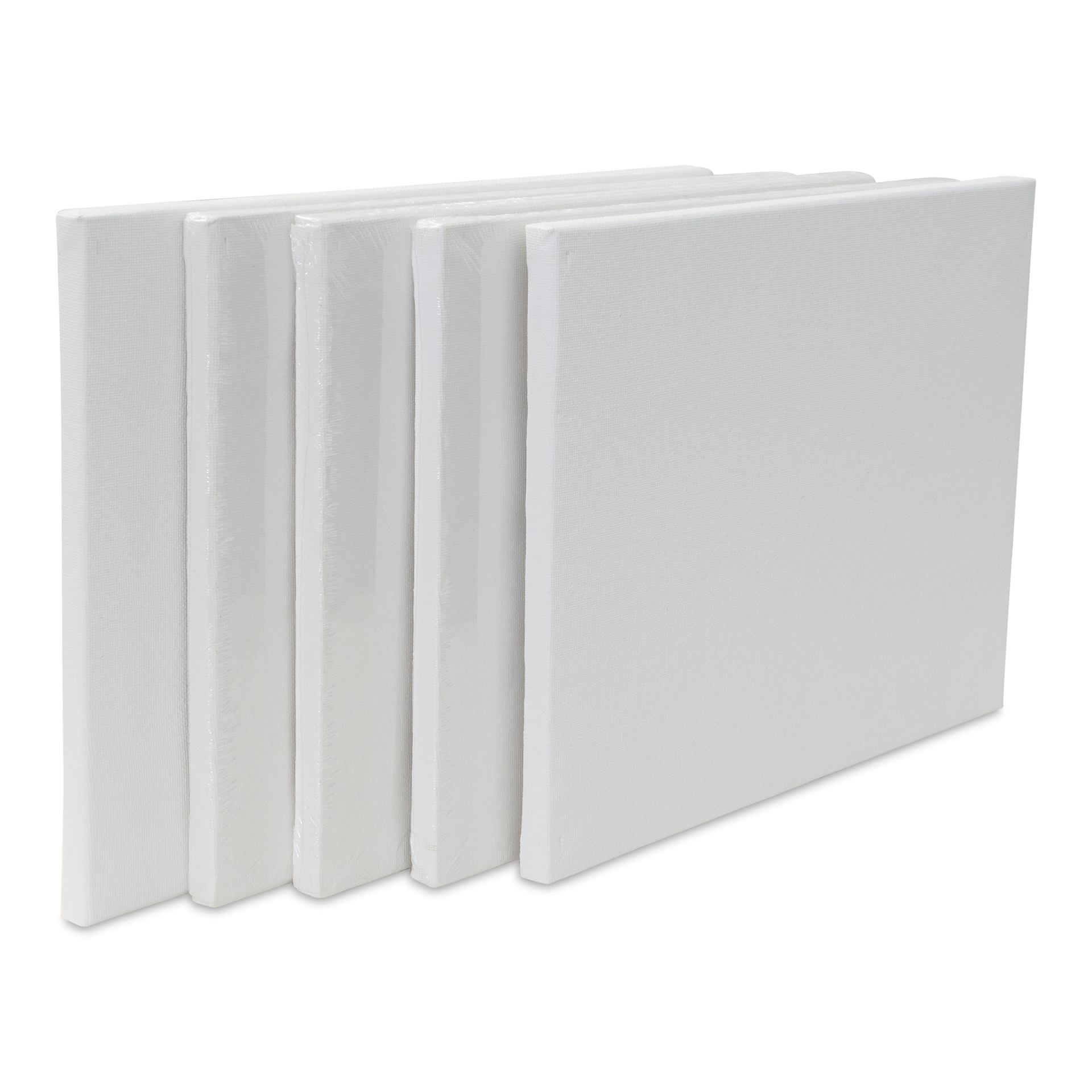 Strathmore 300 Series Slim Frame Stretched Cotton Canvas Pack - 9" x 12", Pkg of 5, front of canvas Strathmore 300 Series Slim Frame Stretched Cotton Canvas Pack - 9" x 12", Pkg of 5, front of canvas