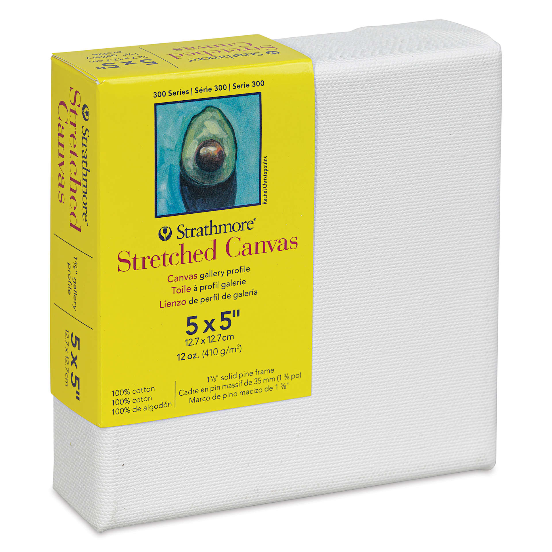 Strathmore 300 Series Stretched Cotton Canvas - 1-3/8" Profile, 5" x 5" side view