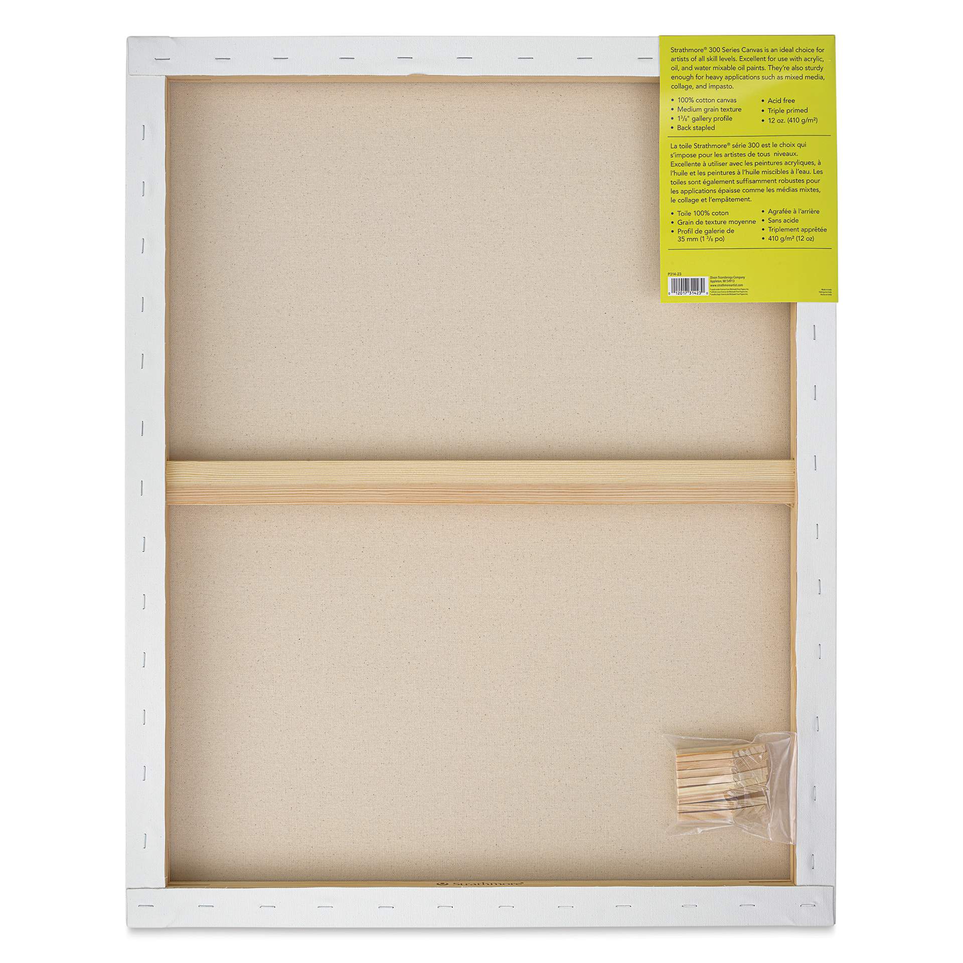 Strathmore 300 Series Stretched Cotton Canvas - 1-3/8" Profile, 24" x 30" back