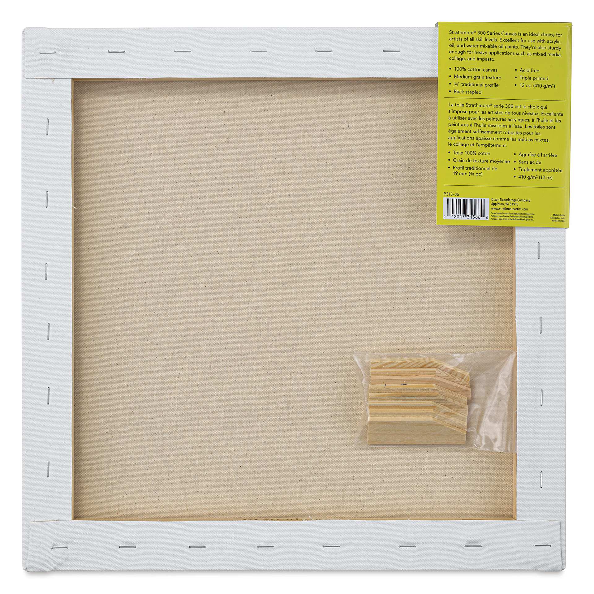 Strathmore 300 Series Stretched Cotton Canvas - 3/4" Profile, 16" x 16" back