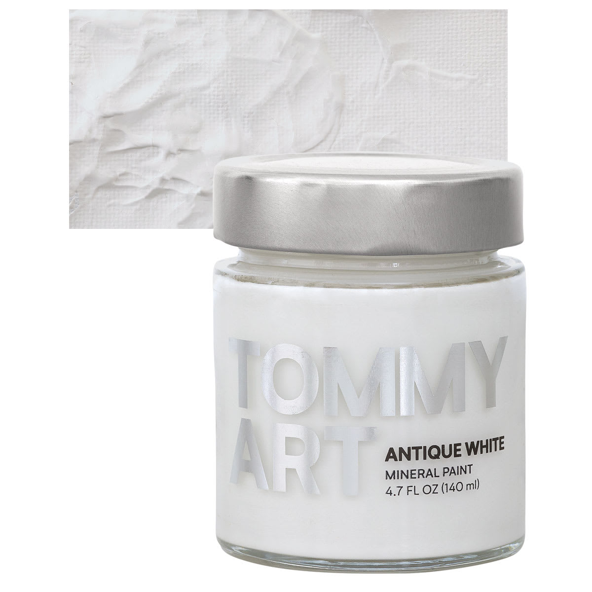 Tommy Art Mineral Paint - Antique White, 140 ml jar and swatch