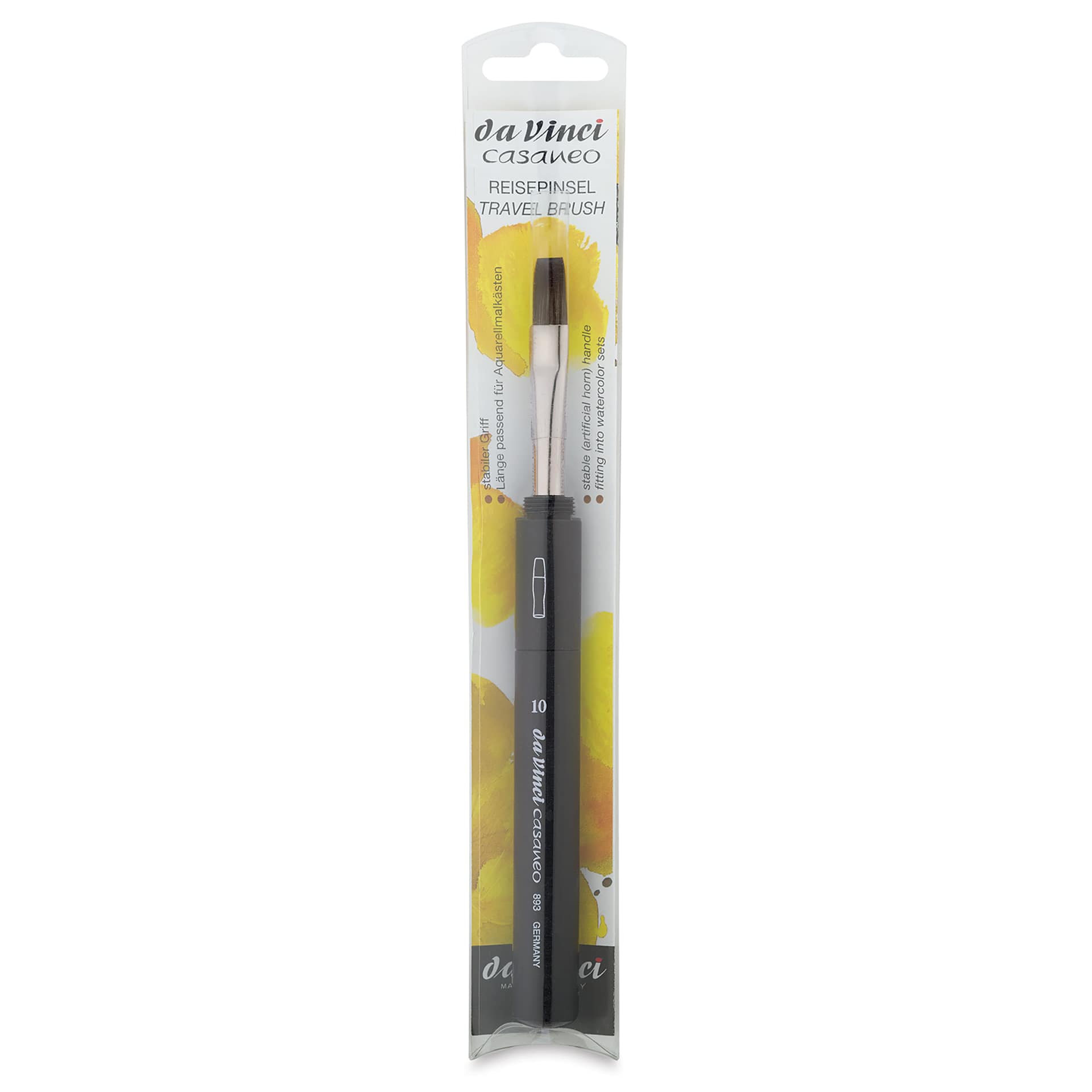 Da Vinci Casaneo Synthetic Squirrel Watercolor Brush - Travel Flat, Size 10, Short Handle, Synthetic (in package)