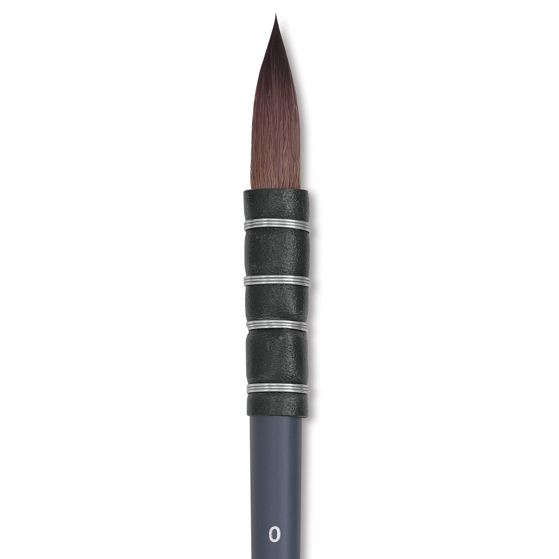 Winsor & Newton Professional Watercolor Synthetic Squirrel Brush - Quill, Short Handle, Size 0, close-up