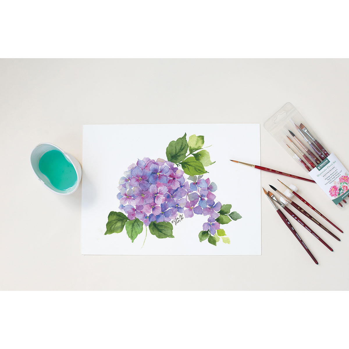 Princeton Watercolor Floral Brush Set (shown in use) Princeton Watercolor Floral Brush Set (shown in use)
