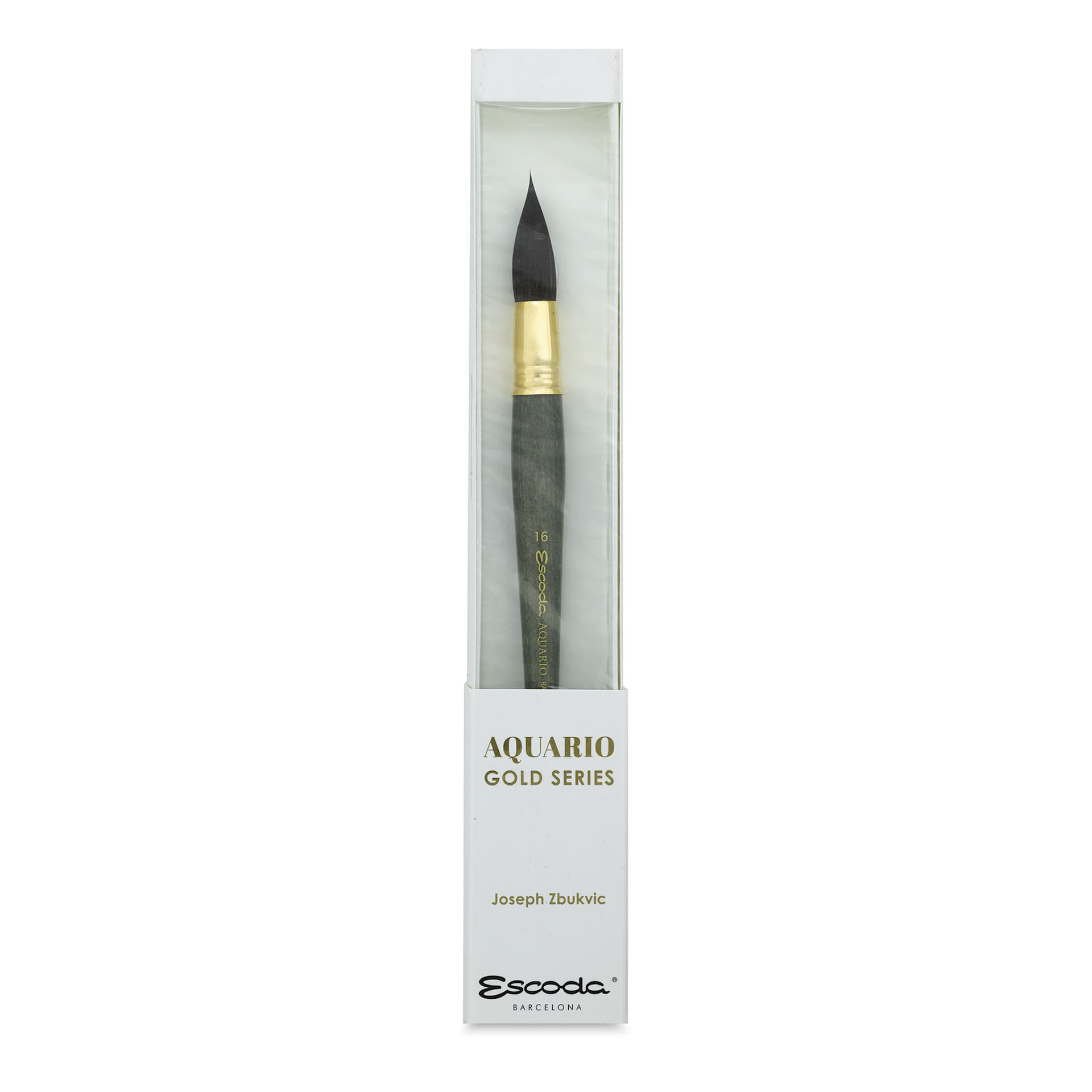 Escoda Aquario Gold Squirrel Mop Brush - Round Mop, Size 16, Short Handle (in package) Escoda Aquario Gold Squirrel Mop Brush - Round Mop, Size 16, Short Handle (in package)