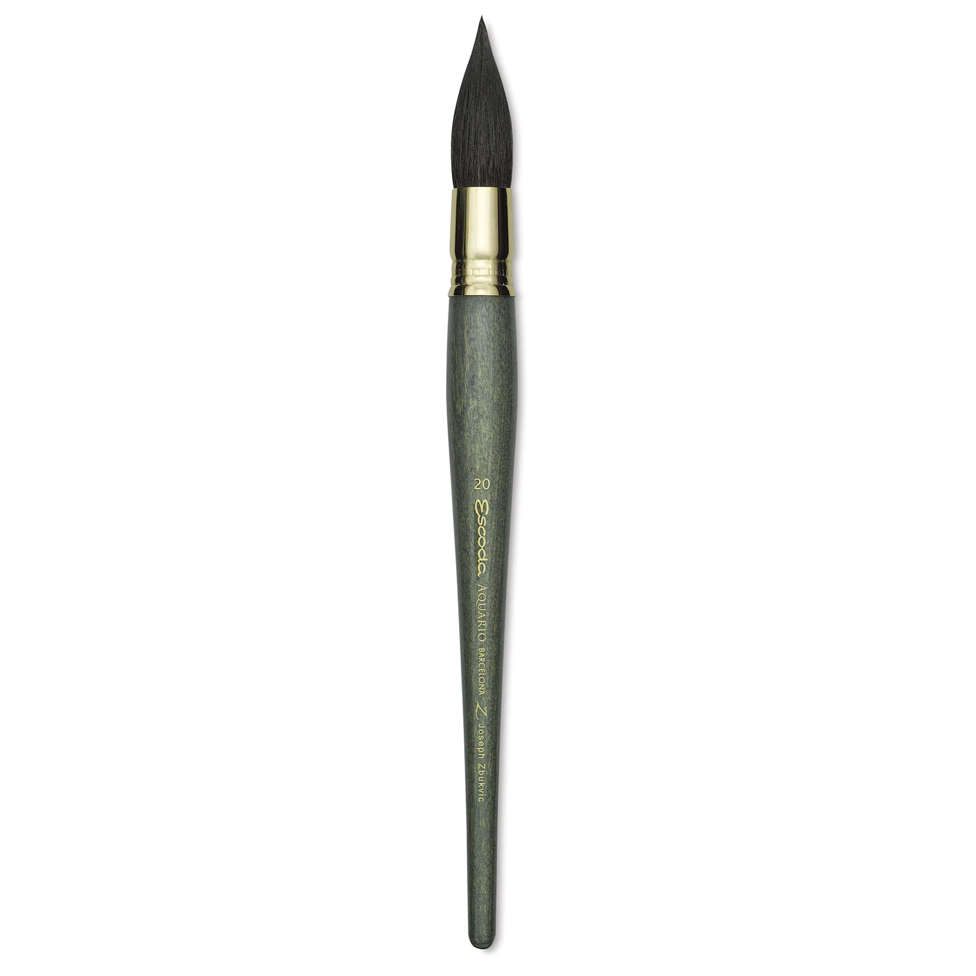 Escoda Aquario Gold Squirrel Mop Brush - Round Mop, Size 20, Short Handle (full length)