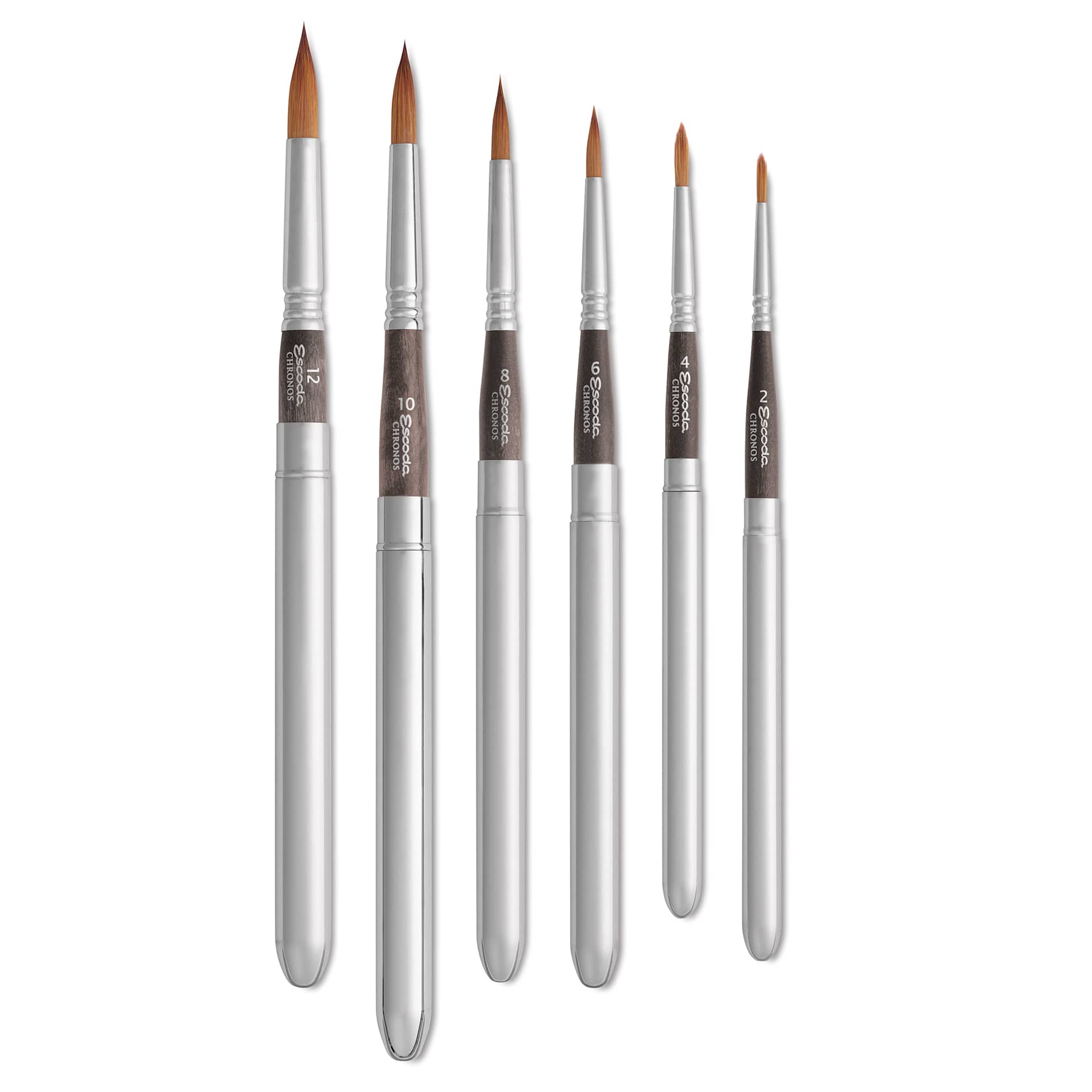 Escoda Chronos Synthetic Travel Round Brushes, various sizes shown Escoda Chronos Synthetic Travel Round Brushes, various sizes shown