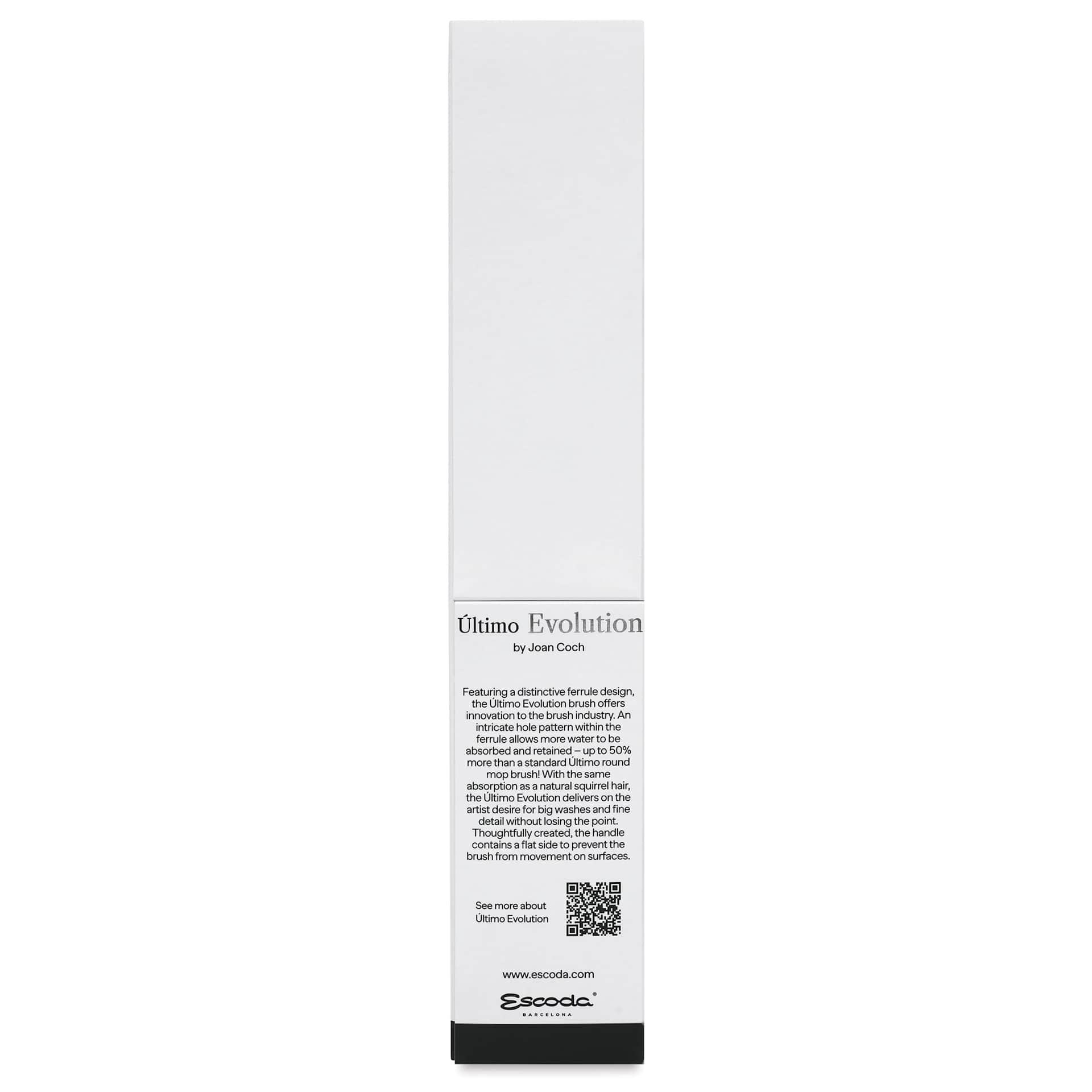 Escoda Último Evolution Brush - Mop, Size 12, Short Handle, back of the packaging box