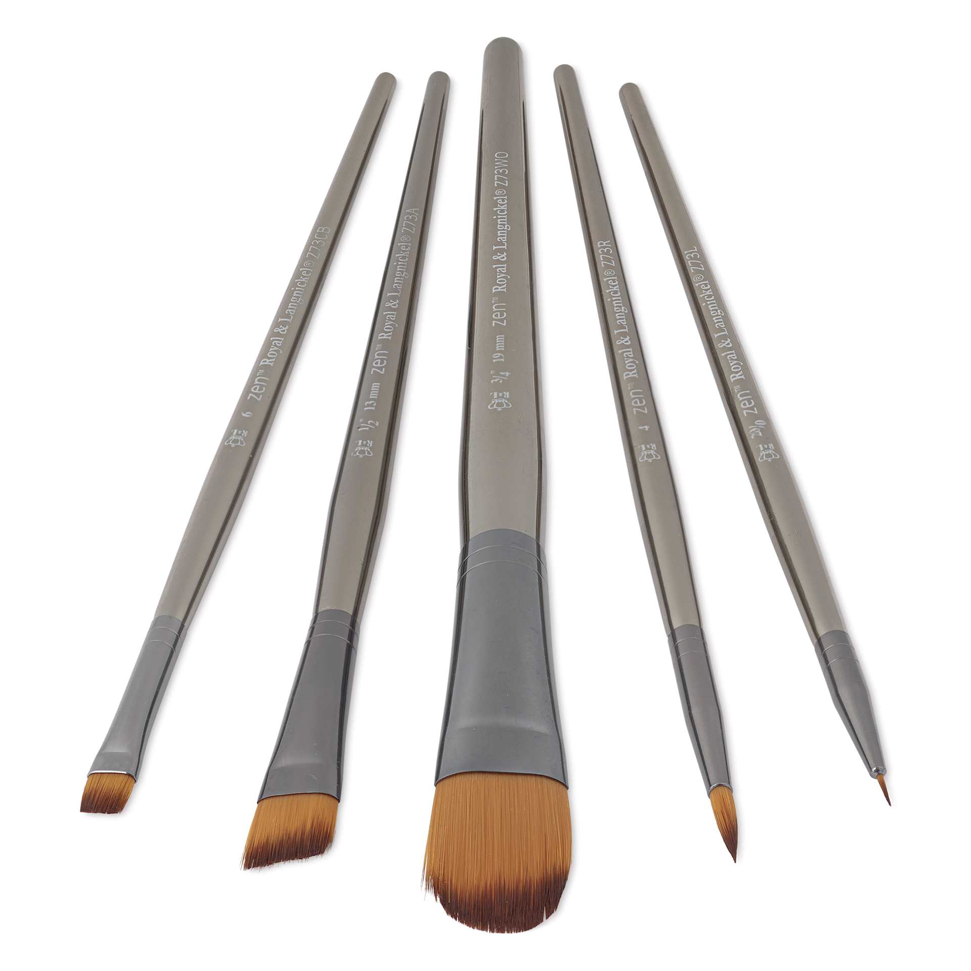 Royal & Langnickel Zen Brushes - Set 740, Set of 5, brushes fanned out