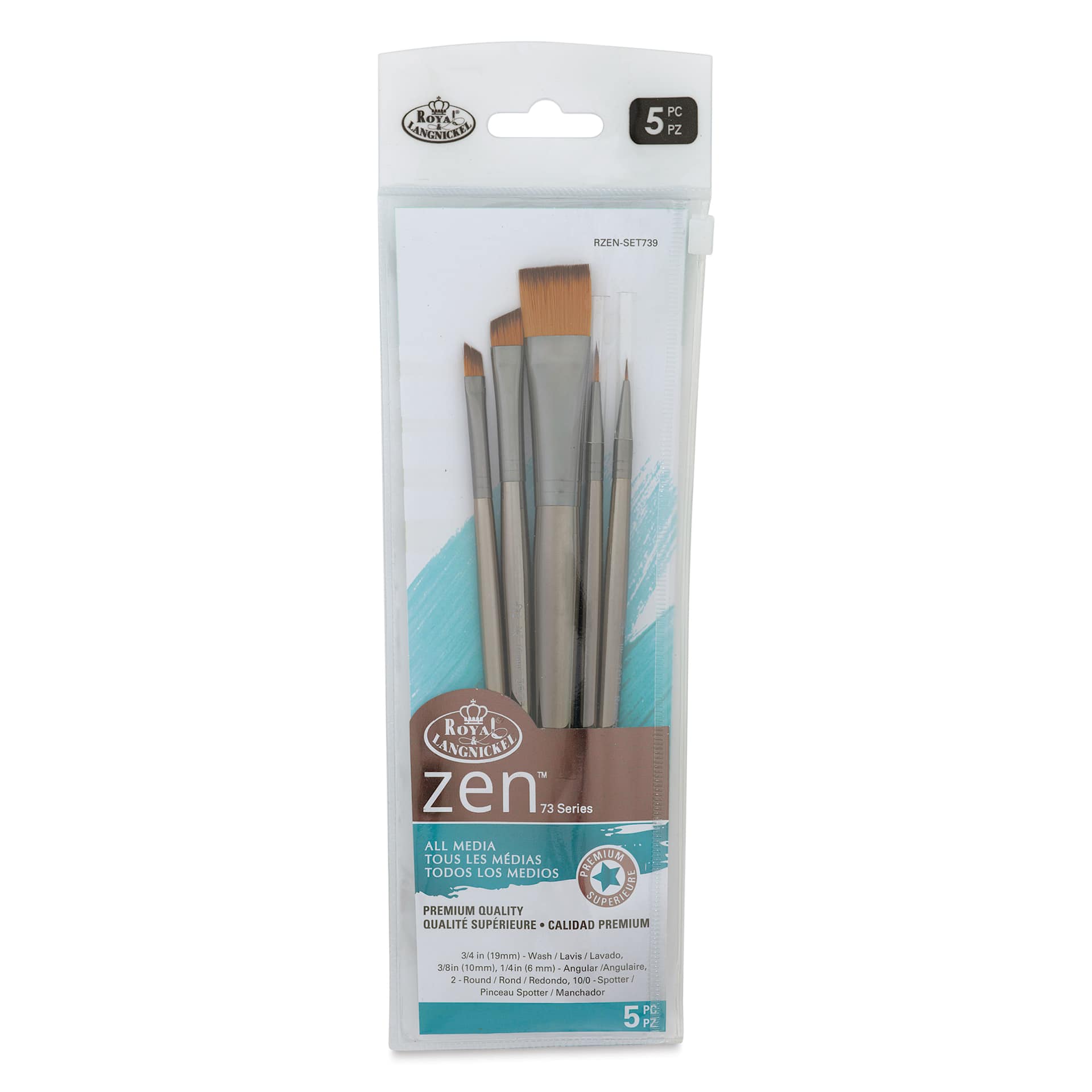 Royal & Langnickel Zen Brushes - Set 739, Set of 5, front of packaging Royal & Langnickel Zen Brushes - Set 739, Set of 5, front of packaging