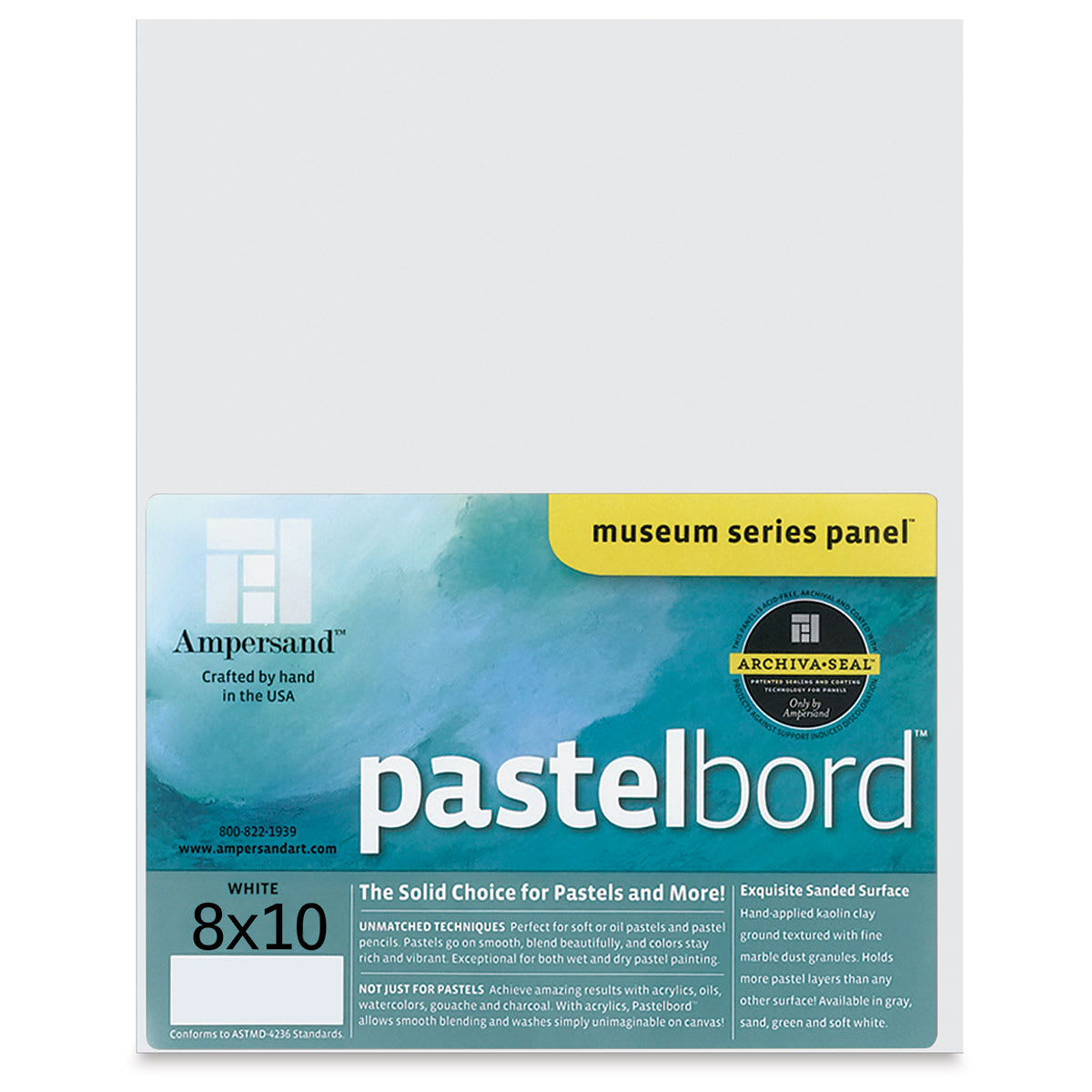 Ampersand Pastelbord Panel - 8" x 10", 1/8" Profile, White