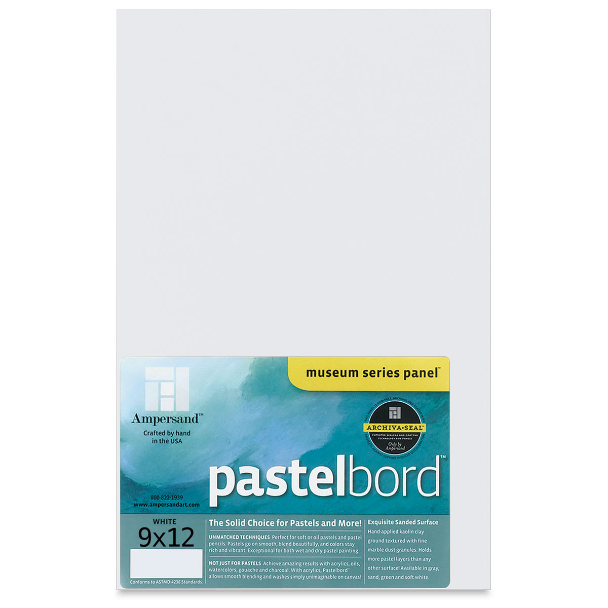 Ampersand Pastelbord Panel - 9" x 12", 1/8" Profile, White