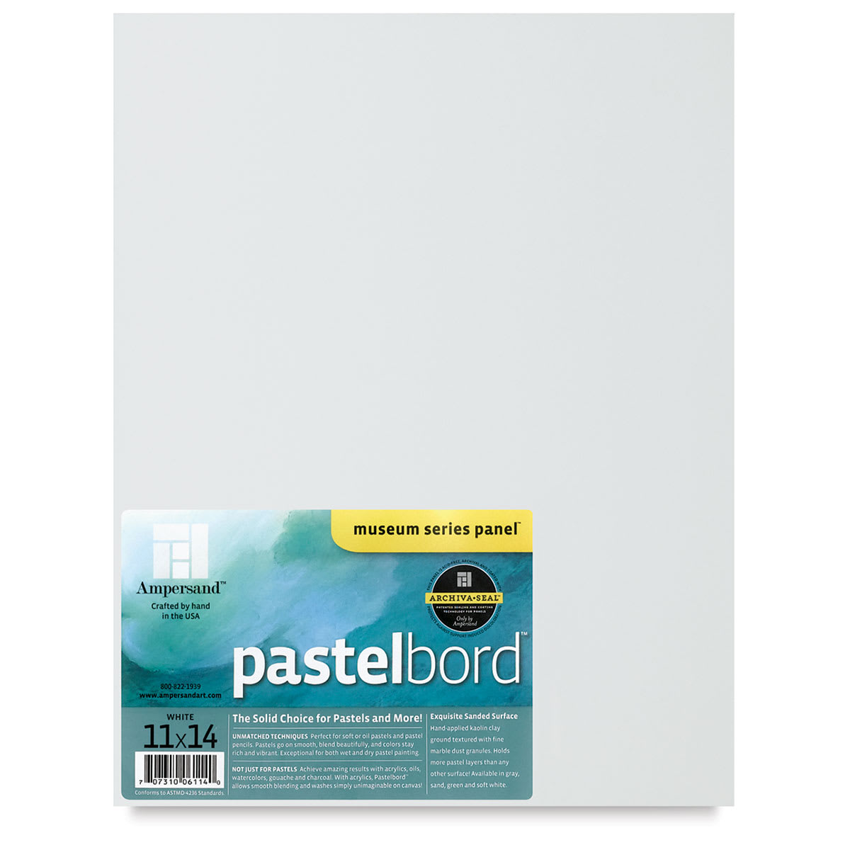 Ampersand Pastelbord Panel - 11" x 14",  1/8" Profile, White