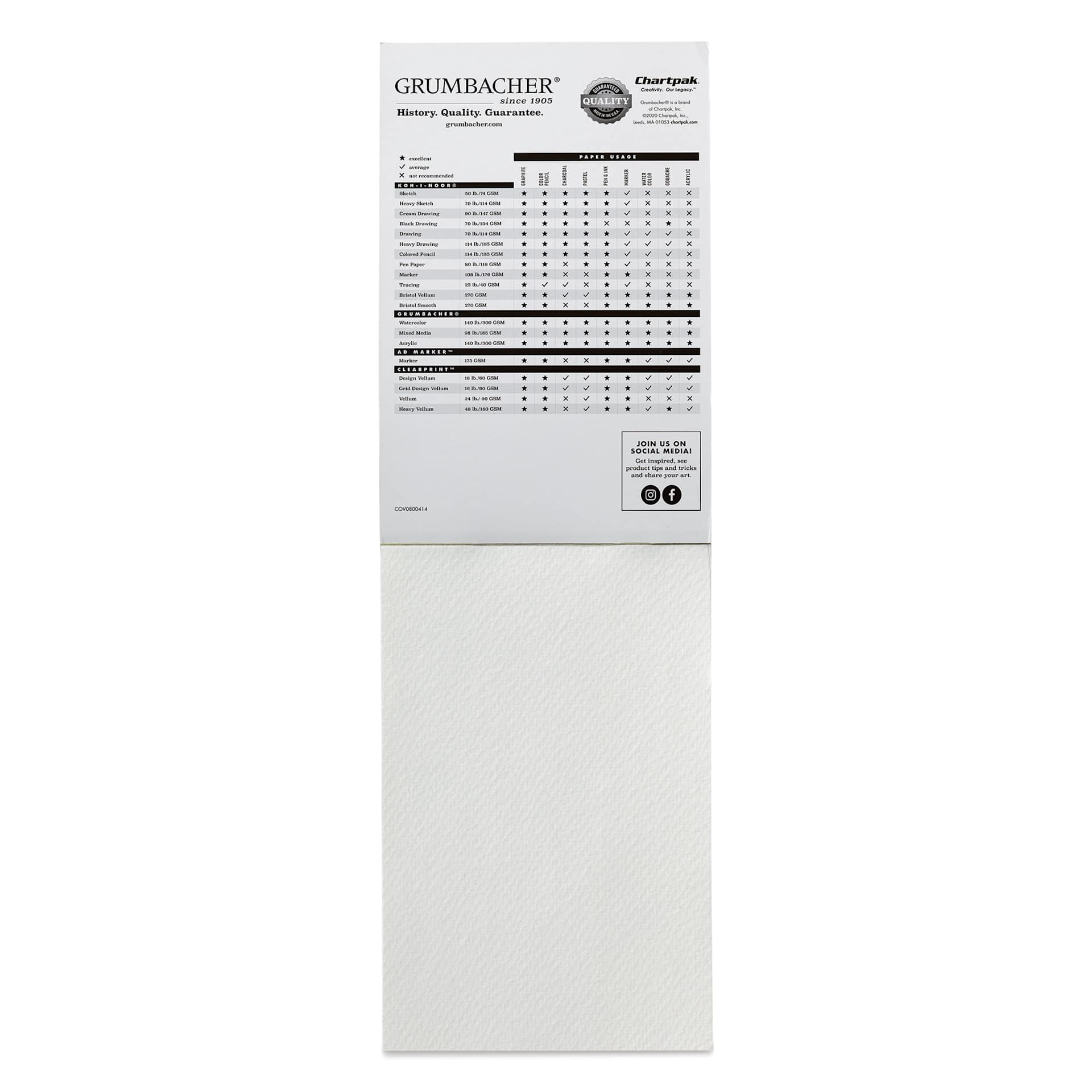 Grumbacher Acrylic Tapebound Pad - 5-1/2" x 8-1/4", 24 Sheets, 140 lb open to first sheet Grumbacher Acrylic Tapebound Pad - 5-1/2" x 8-1/4", 24 Sheets, 140 lb open to first sheet