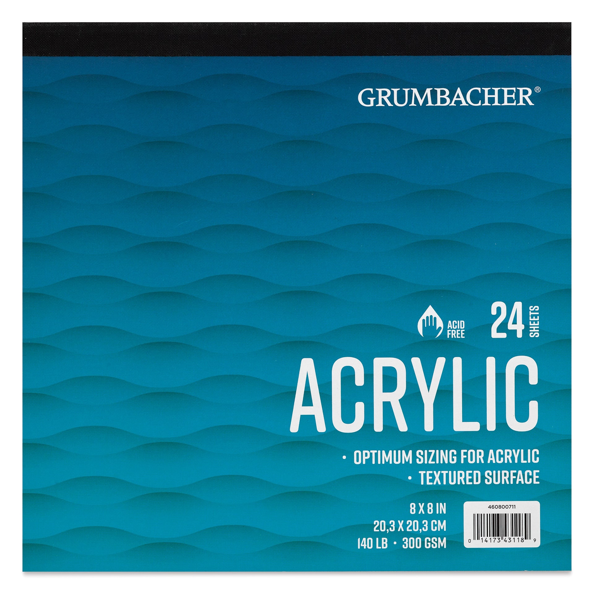 Grumbacher Acrylic Tapebound Pad - 8" x 8", 24 Sheets, 140 lb front of pad Grumbacher Acrylic Tapebound Pad - 8" x 8", 24 Sheets, 140 lb front of pad