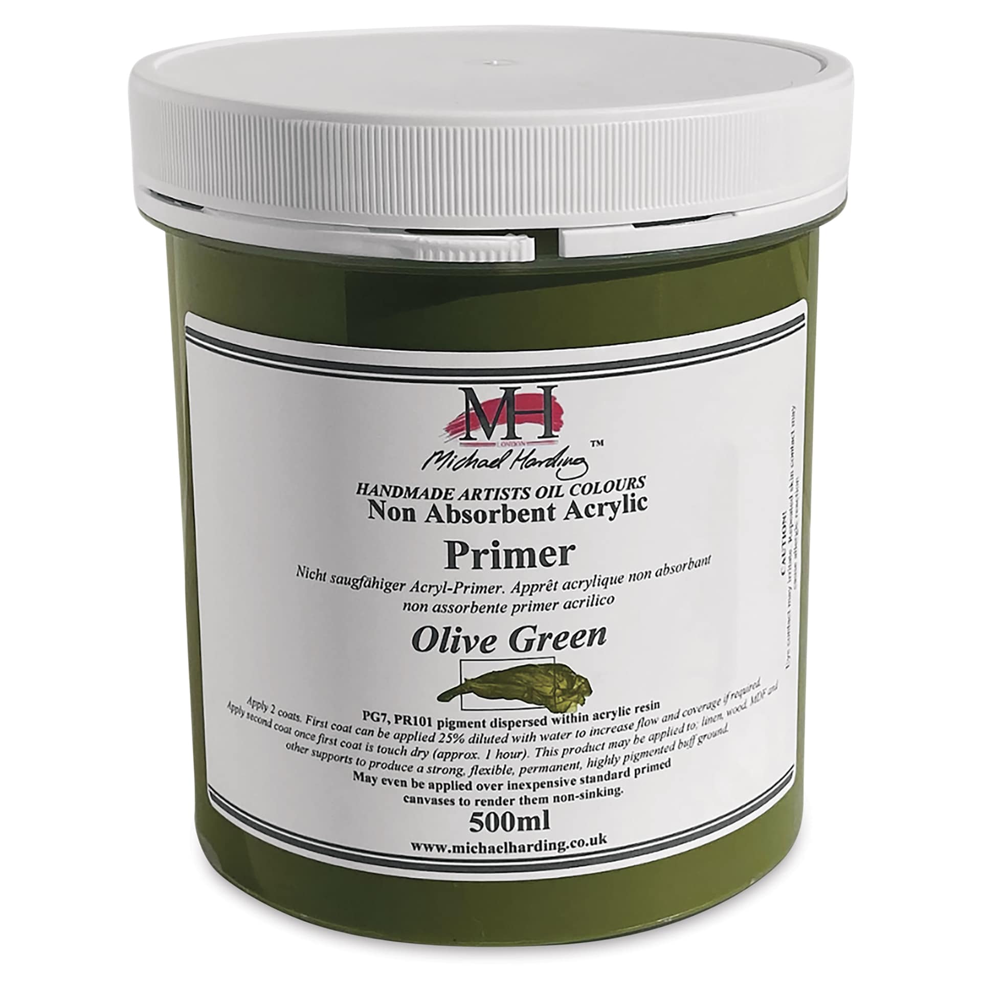 Michael Harding Non-Absorbent Acrylic Primer - Olive Green, 500 ml, Jar Michael Harding Non-Absorbent Acrylic Primer - Olive Green, 500 ml, Jar