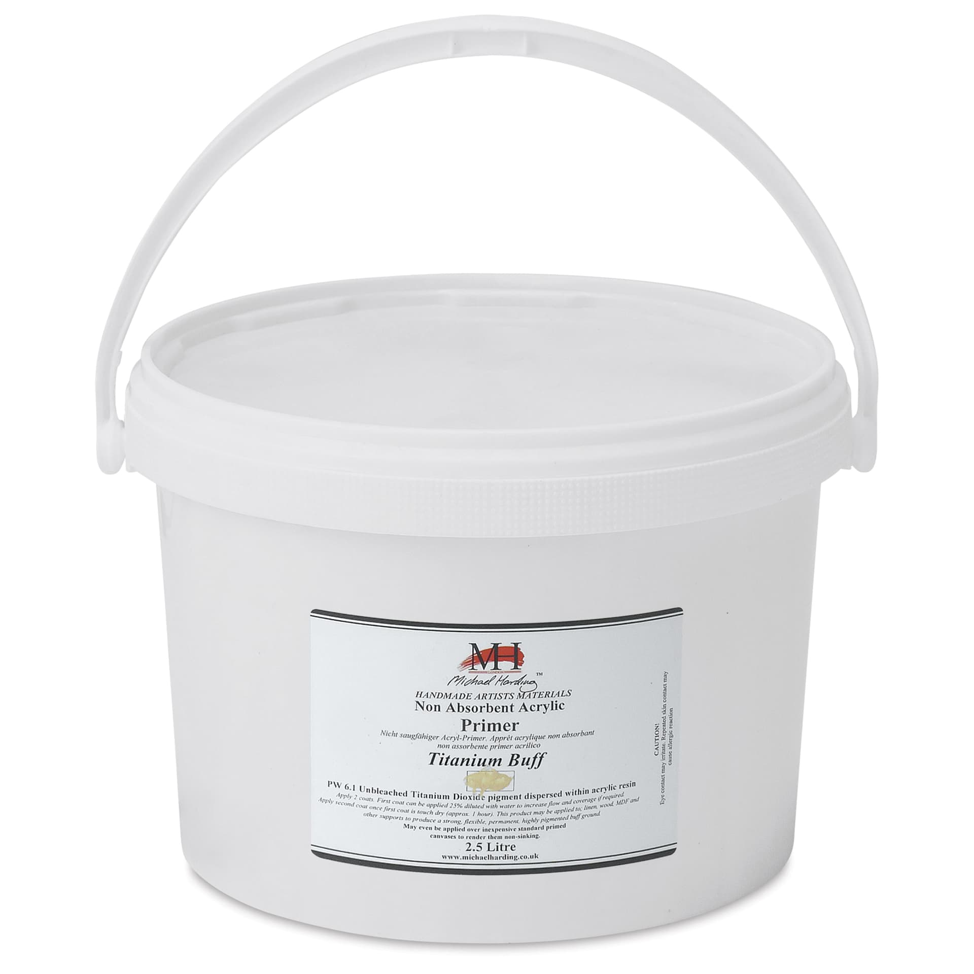 Michael Harding Non-Absorbent Acrylic Primer - Titanium Buff, 2.5 Liter, Bucket - raised handle
