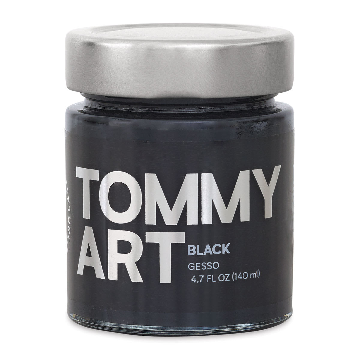 Tommy Art Gessoes - Front of 140 ml Jar of Black Gesso