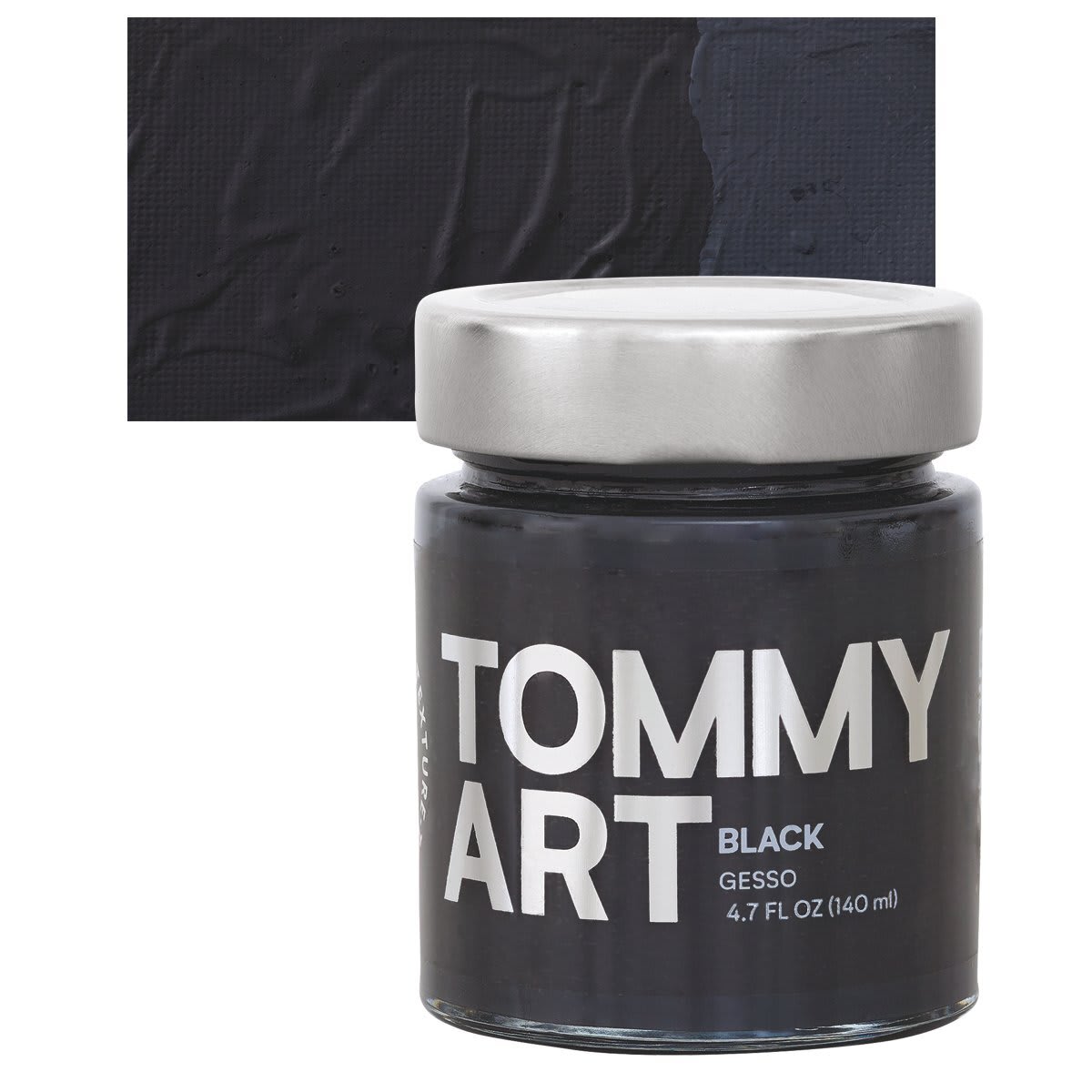 Tommy Art Gesso - Black, 4.7 oz (140 ml) and swatch
