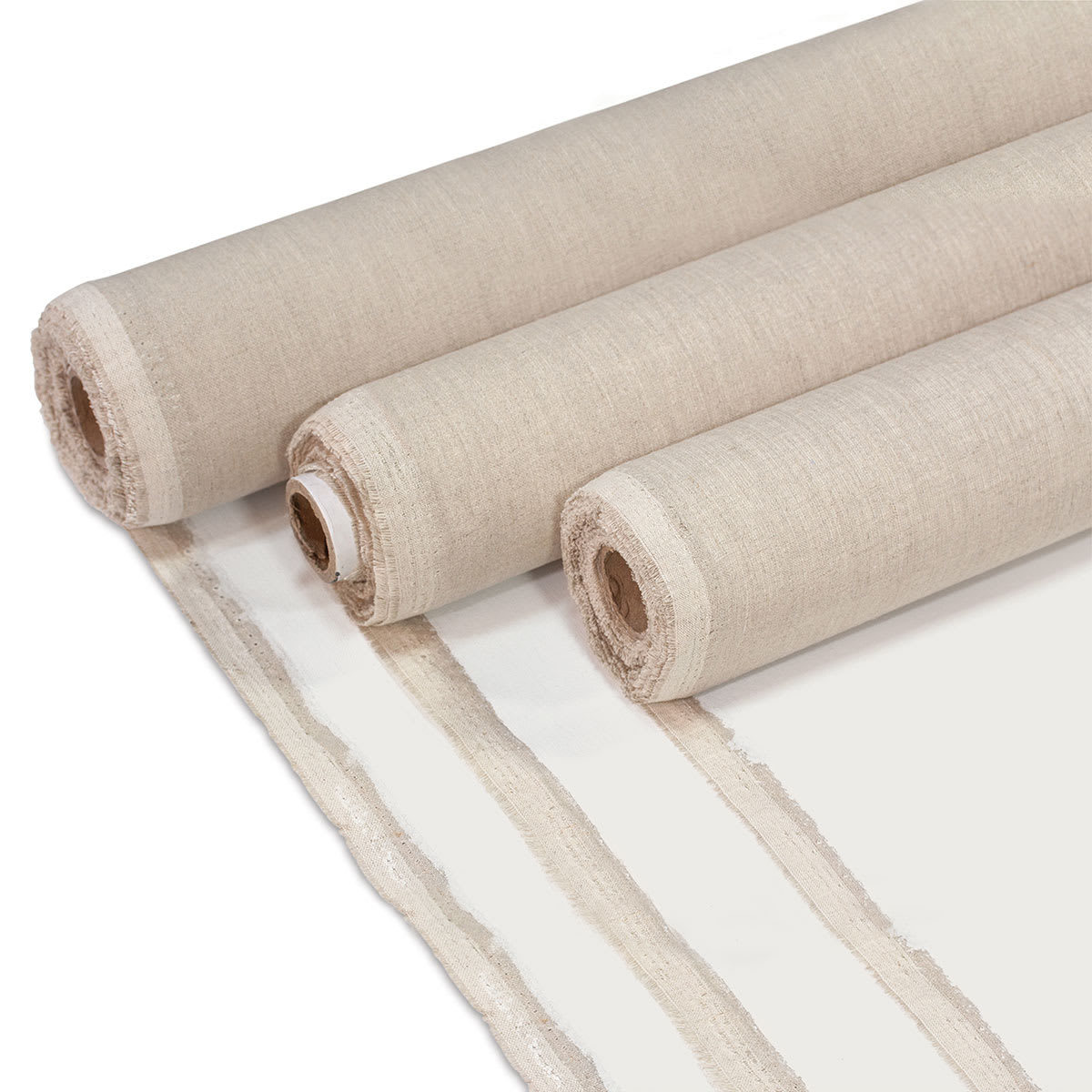 Richeson Linen Canvas Rolls - 3 Grades of Linen Rolls slightly unwrapped
