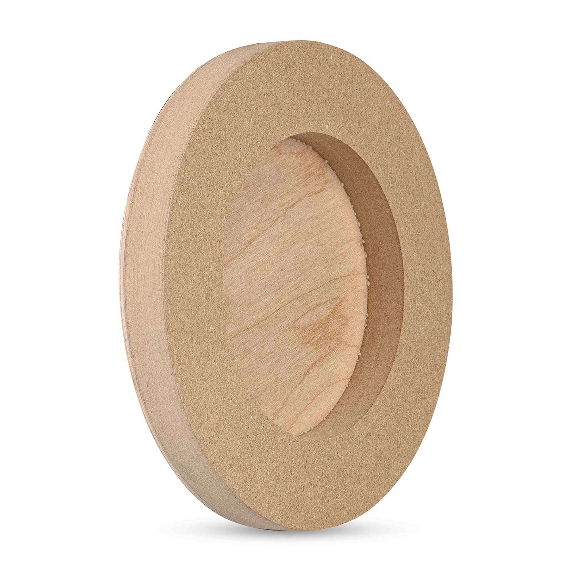 American Easel Cradled Round Birch Painting Panel - 8" Dia. x 7/8" D (Back, Angled view)