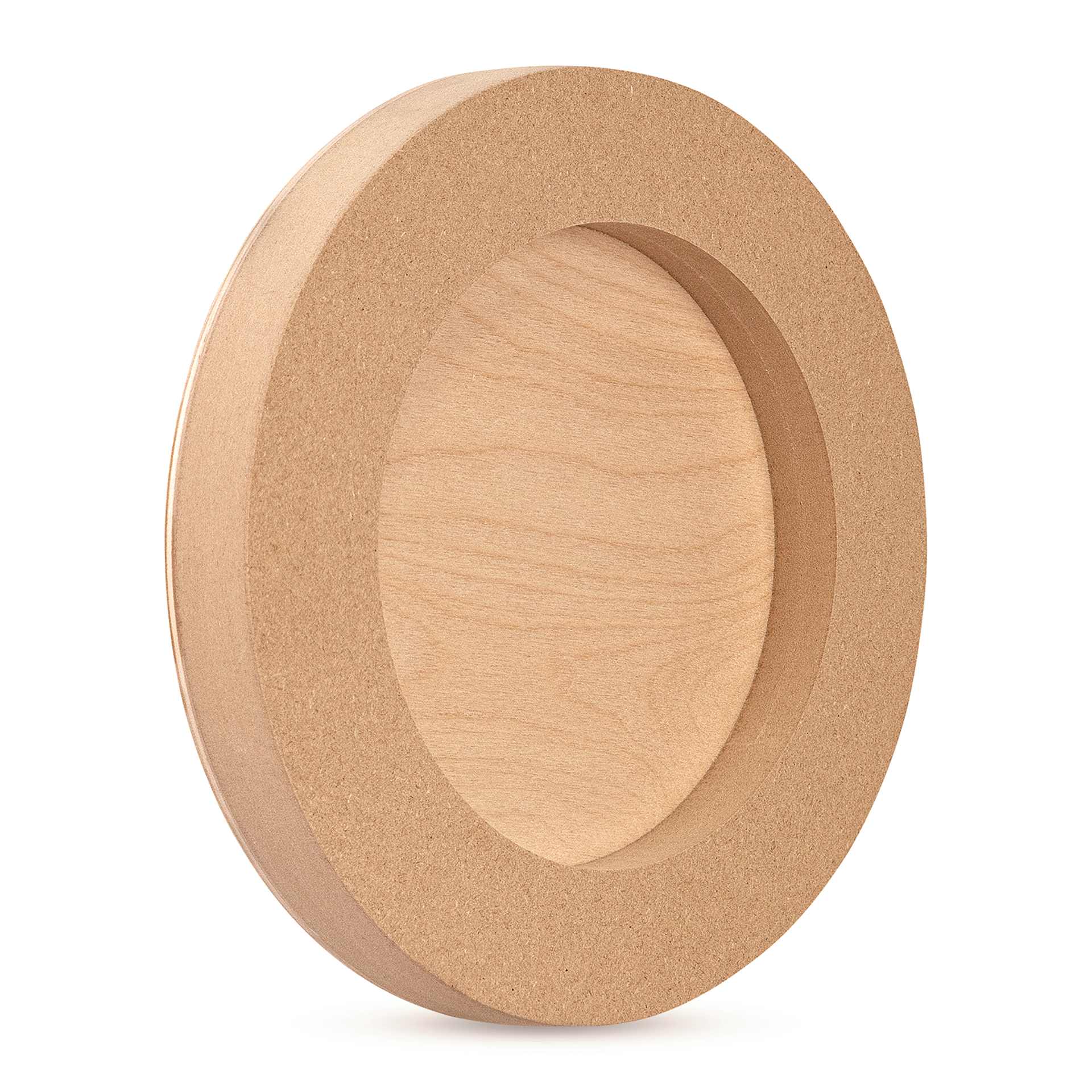 American Easel Cradled Round Birch Painting Panel - 12" Dia. x 7/8" D (Back, Angled view)