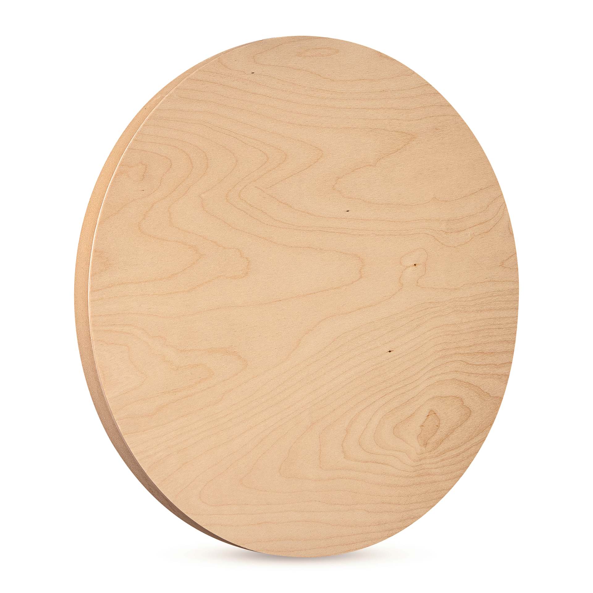 American Easel Cradled Round Birch Painting Panel - 18" Dia. x 7/8" D (Front, Angled view)