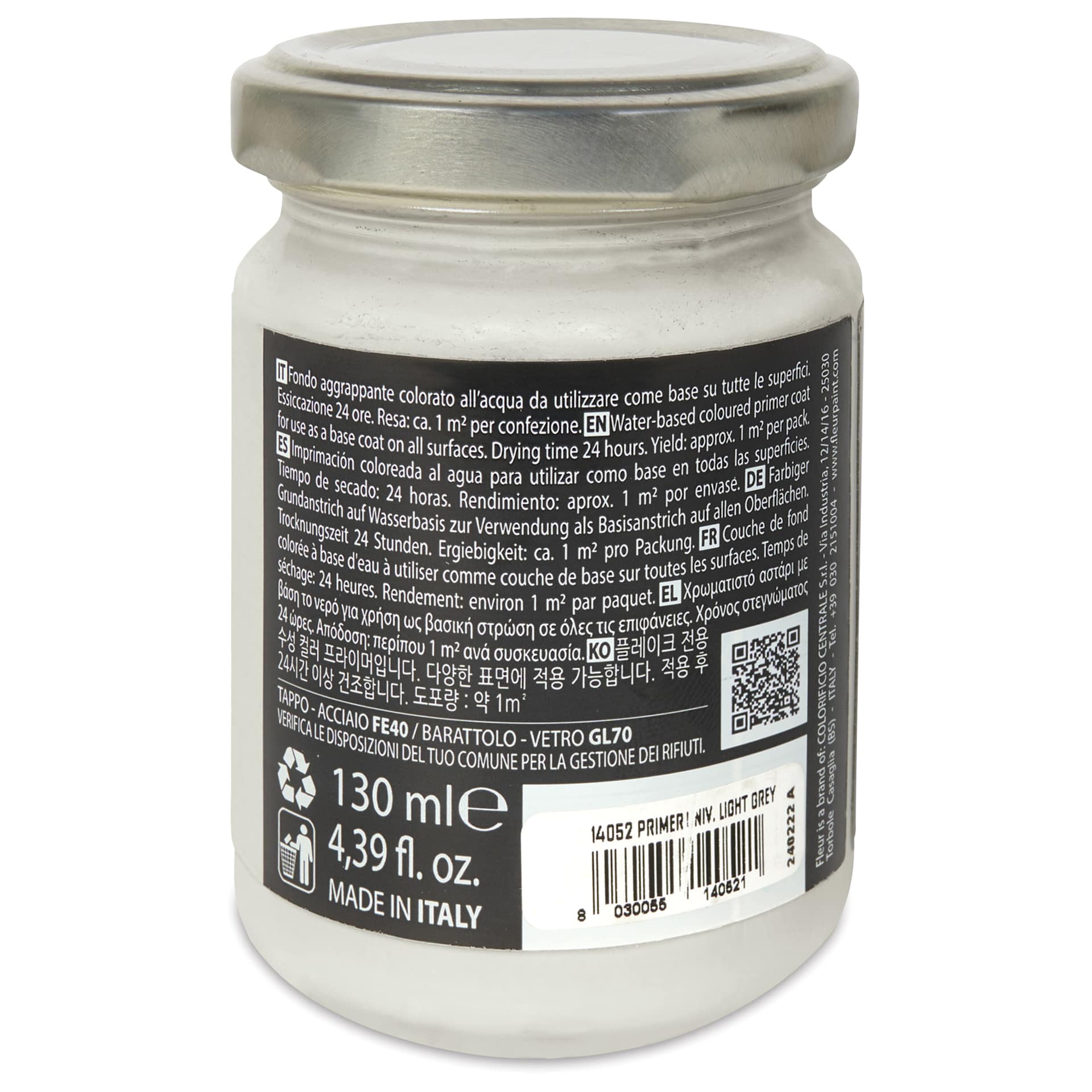 Fleur Universal Primer - Light Grey, 130 ml Jar side