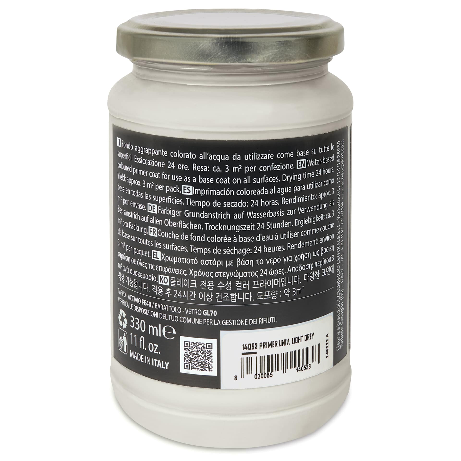 Fleur Universal Primer - Light Grey, 330 ml Jar side