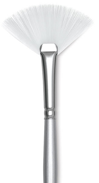 Silverwhite Soft Synthetic Brushes - Closeup of Fan Brush