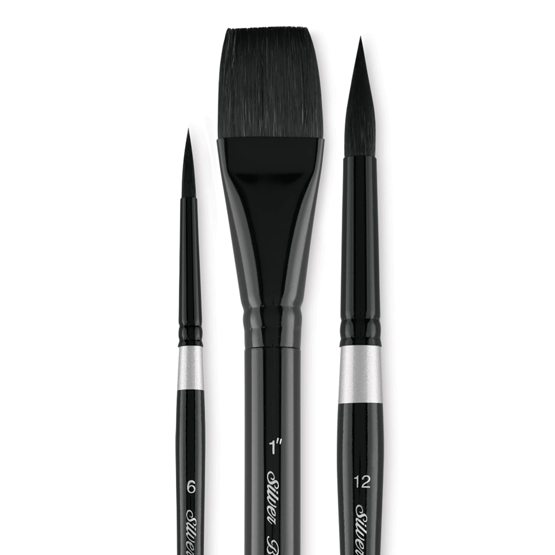 Silver Brush Black Velvet Watercolor Brush Set - Basics, Set of 3 Silver Brush Black Velvet Watercolor Brush Set - Basics, Set of 3