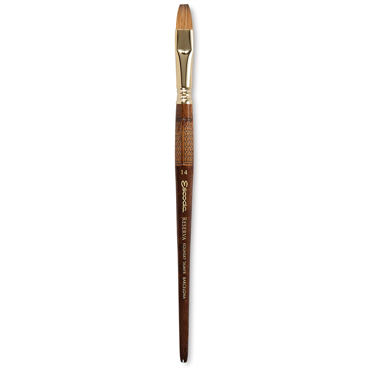Escoda Reserva Kolinsky-Tajmyr Sable Brush - Bright, Short Handle, Size 14 (full length) Escoda Reserva Kolinsky-Tajmyr Sable Brush - Bright, Short Handle, Size 14 (full length)