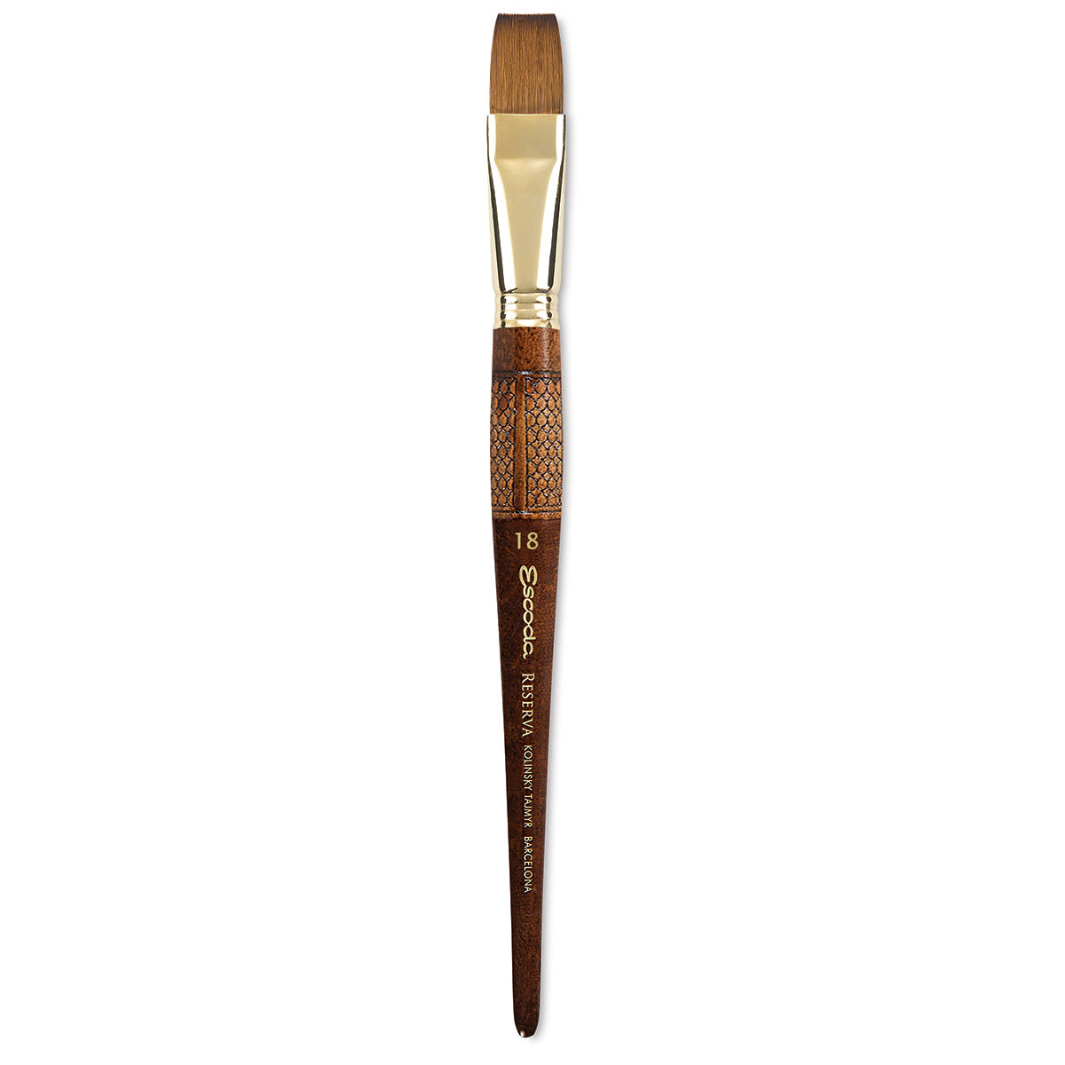 Escoda Reserva Kolinsky-Tajmyr Sable Brush - Bright, Short Handle, Size 18 (full length) Escoda Reserva Kolinsky-Tajmyr Sable Brush - Bright, Short Handle, Size 18 (full length)