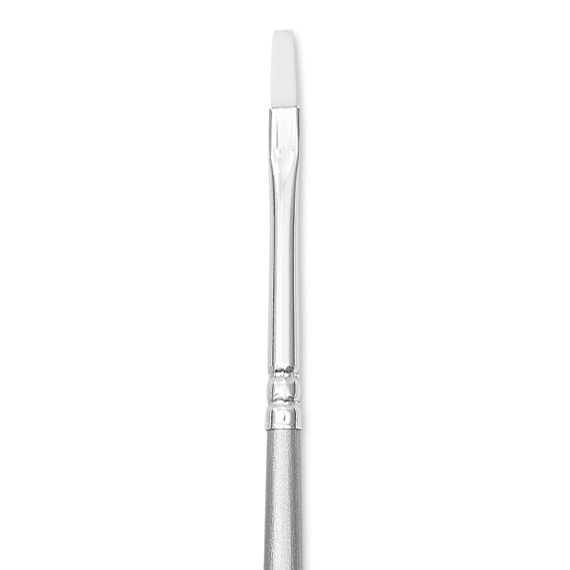 Liquitex Basics Synthetic Brush - Flat, Long Handle, Size 1, close-up